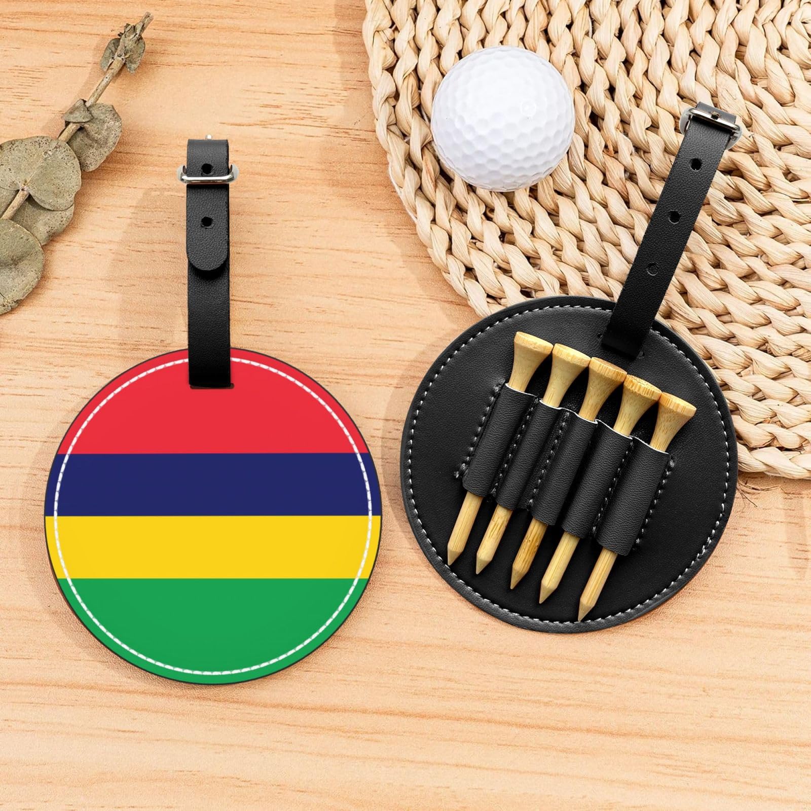 Flag of Mauritius Black Golf tee Storage Bag - Durable and wear-Resistant Golf Accessories