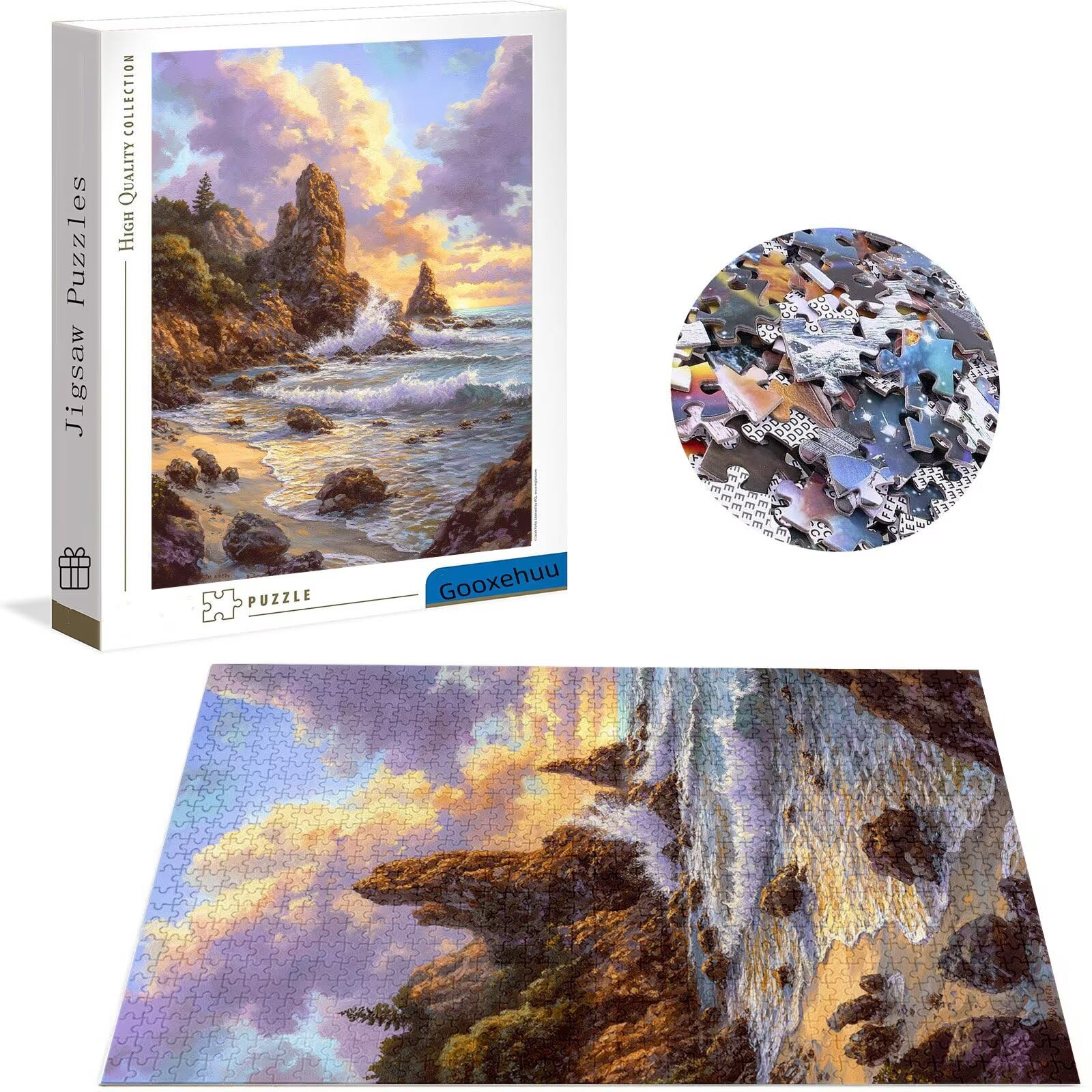 Puzzle 3000 elementów dla dorosłych 3000 elementów, fale puzzle, gry edukacyjne, drewniane puzzle, krajobraz, puzzle, prezenty dla nastoletnich chłopców w wieku 14-16 lat, 122 x 81 cm, g-729