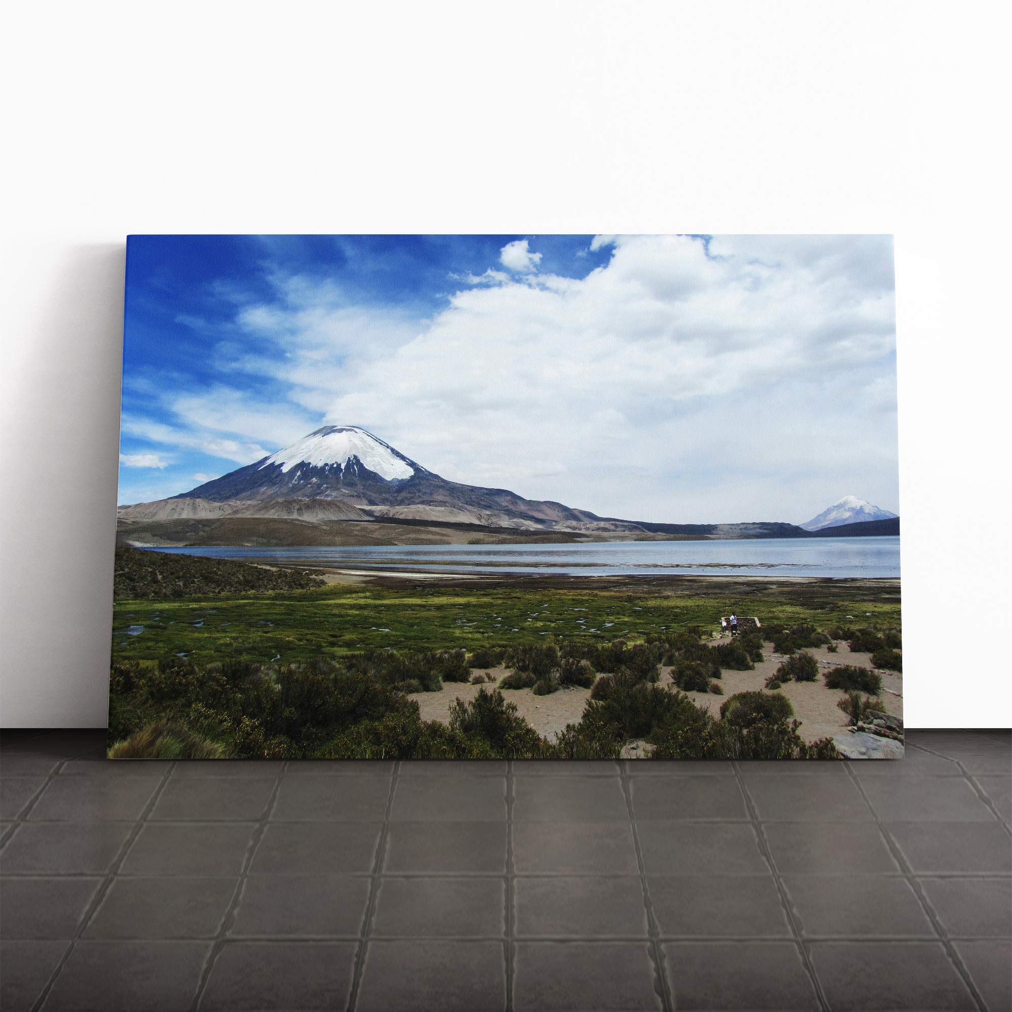 Landscape Volcano Parincota Chile Canvas Print | Gallery Wrapped 30mm Frame Wall Art | 24x16 inches | Ready to Hang | Modern Landscape Picture | Living Room Bedroom Lounge Office