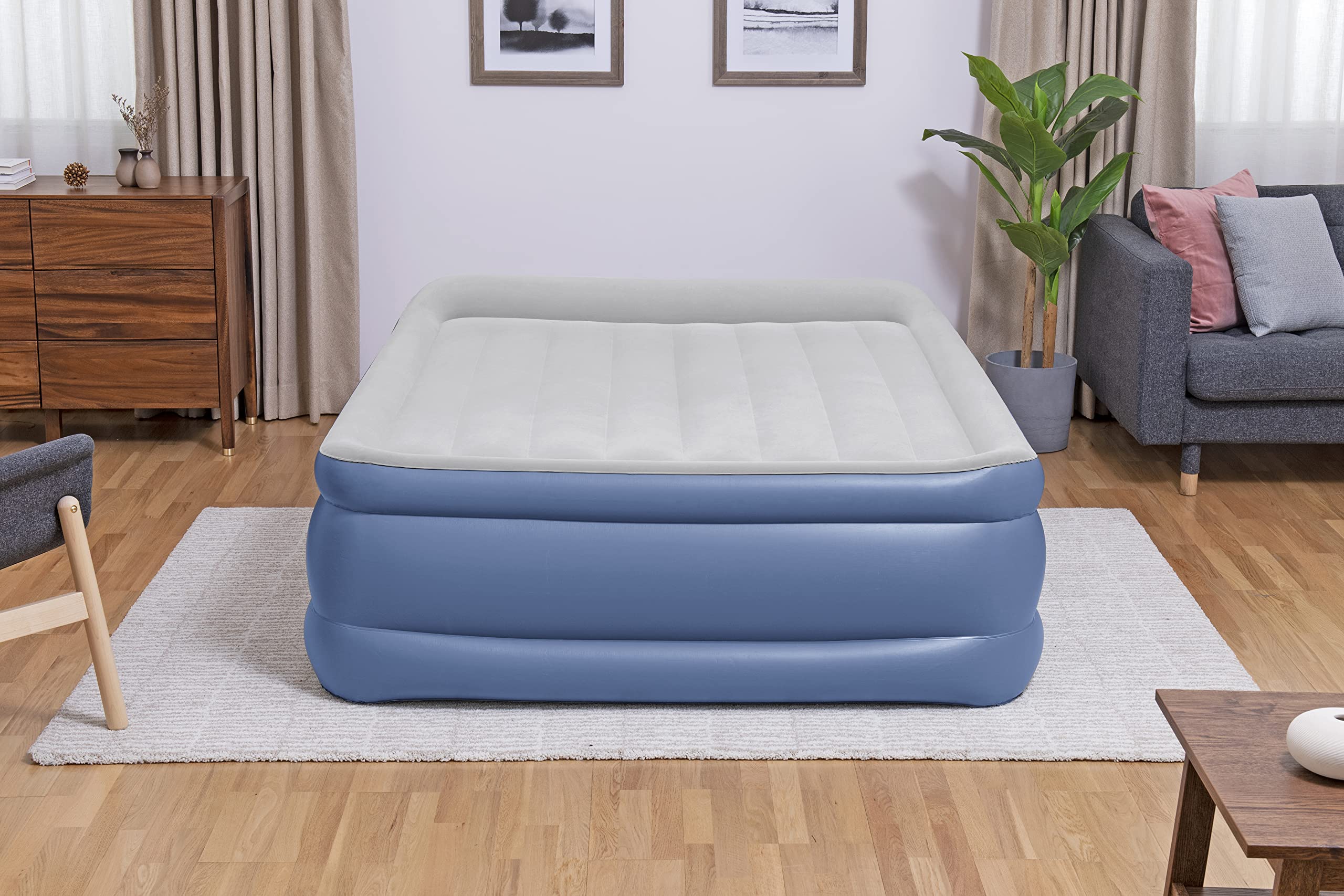 Bestway 80" x 60" x 22"/2.03m x 1.52m x 56 cm Tritech Air Mattress Queen Built-in AC Pump