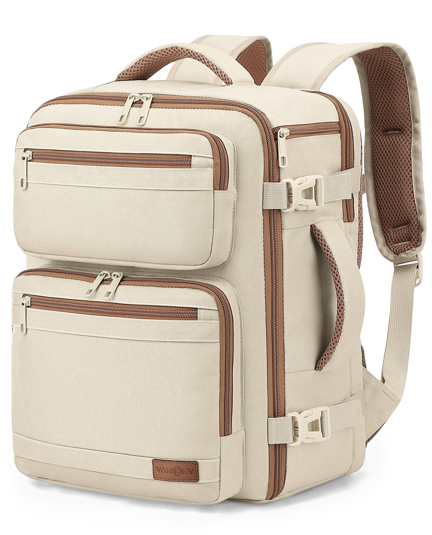 VANKEV Ryanair Easyjet Eurowings Wizz Air Zaino da Viaggio Aereo 40x30x20cm-24L, Bagaglio a Mano Per Viaggio Zaino per Laptop Adatto da 15,6 Pollici beige