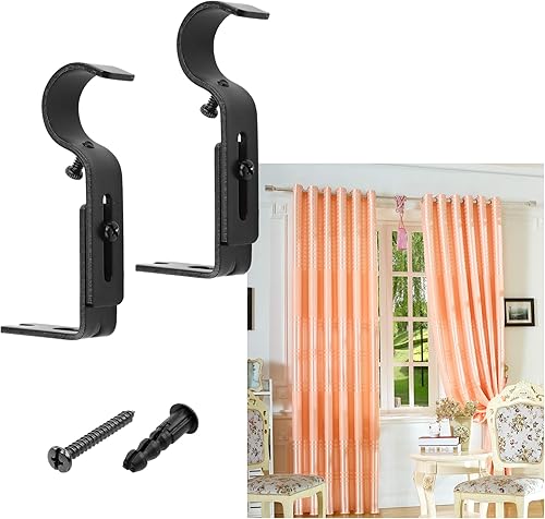 Miniatura 6 de Kare & Kind Soportes ajustables para barras de cortina  Negro  Juego de 3  Soportes extensibles  Uso para sostener barras de 1 pulgada para cortinas