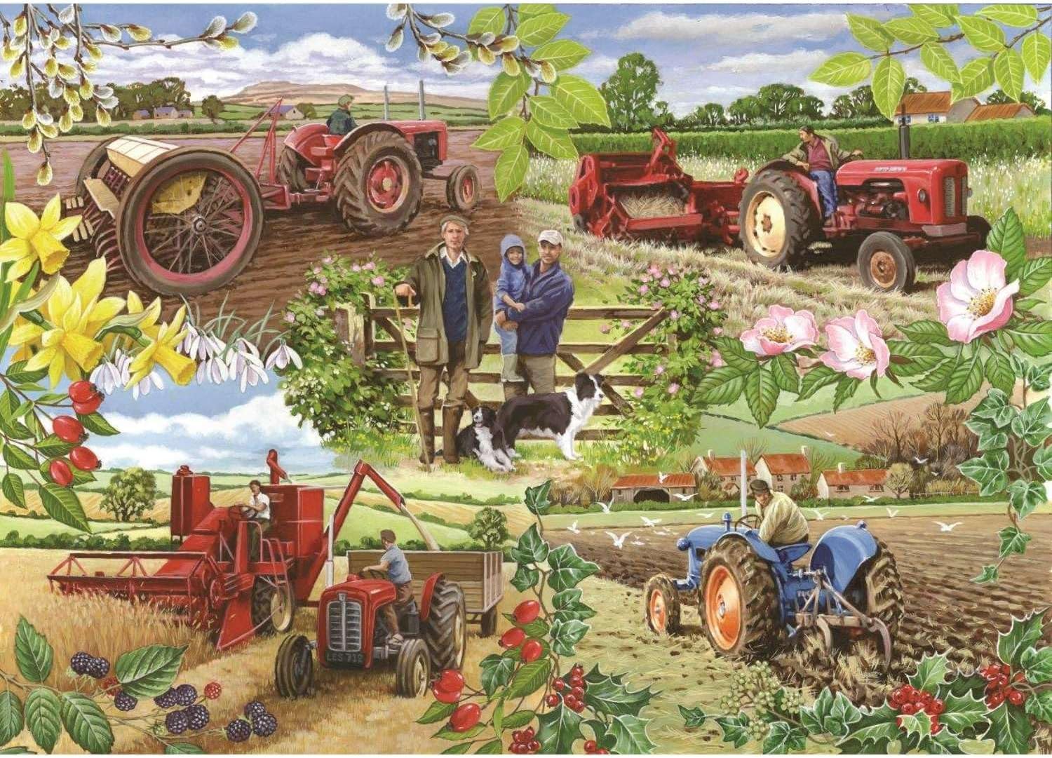 The House of Puzzles - Farming Year Jigsaw - 1000 Piece Jigsaws For Adults, Artist Illustrated, Scenic Landscape, Deluxe Puzzle Gifts