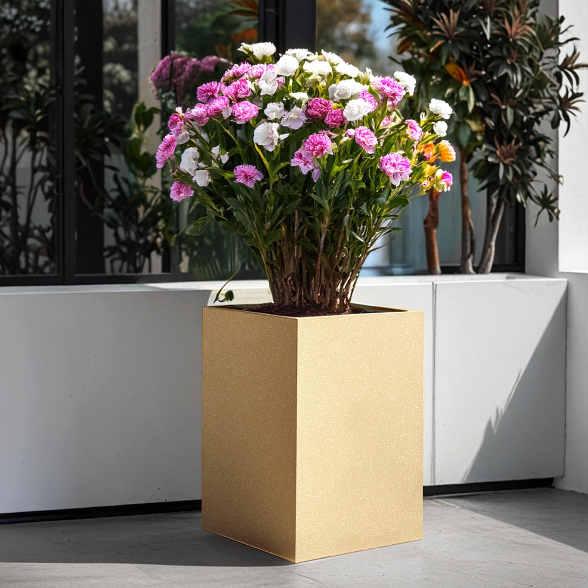 YUCCABE ITALIA FOXB Cubo 18 INCH Cube Tall Planter Pots for Plants Highly Durable Polymers Lightweight Indoor Outdoor Plant Pot Flower Pot Gamla Tree Planters for Balcony, Garden, Office (B0D5DDRH63) Amazon Price History, Amazon Price Tracker