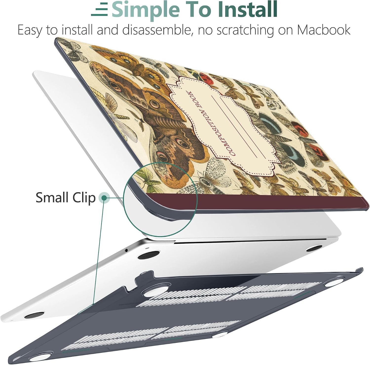 TWOLSKOO Compatible with MacBook Air 13 inch Case M5 2026 M4 2025 M3 M2 2024-2022 A3449 A3240 A3113 A2681, Plastic Hard Shell & Keyboard Cover for MacBook Air 13.6 inch Case, Butterfly Book