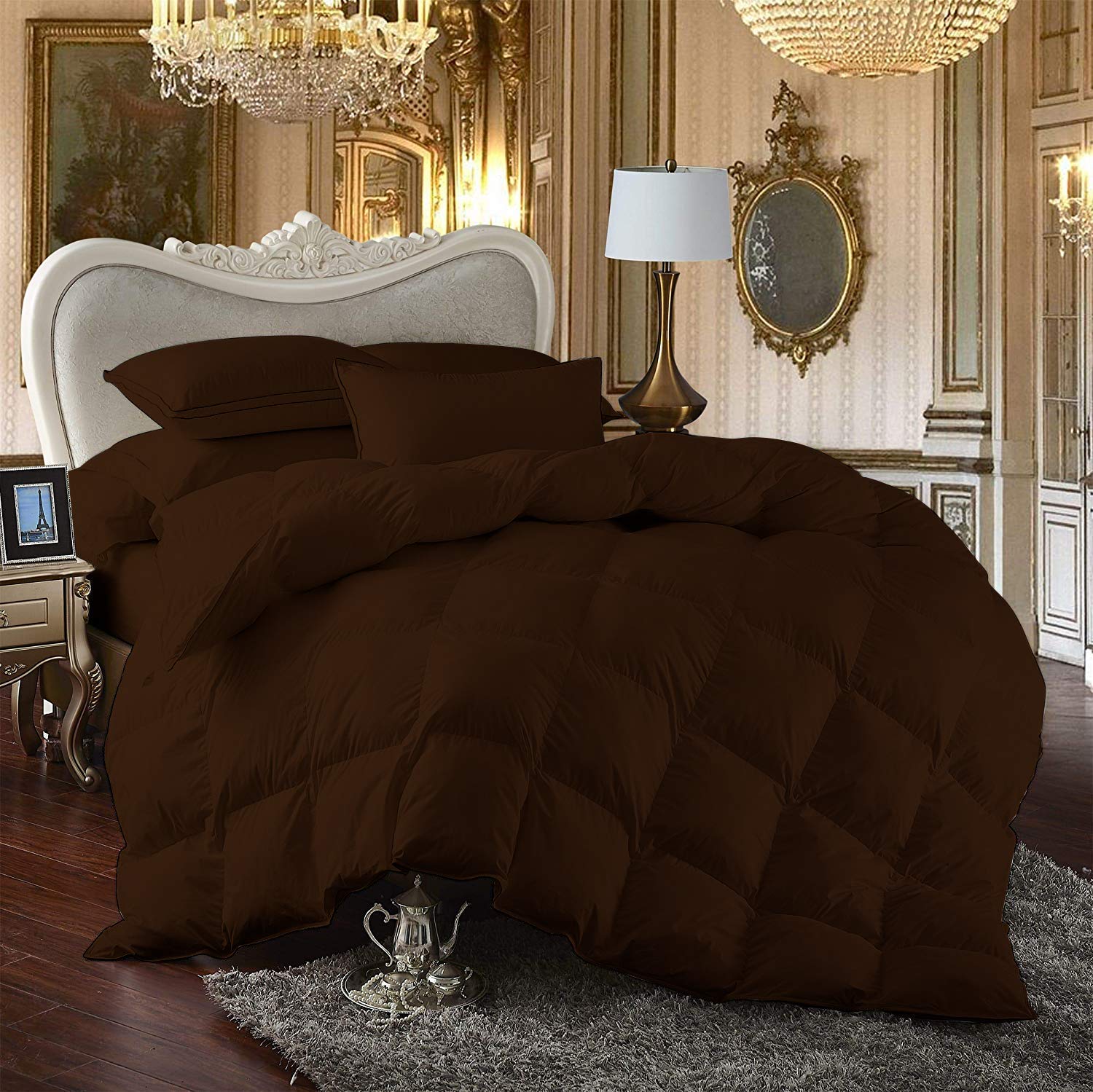 Edredón de algodón egipcio de 600g/m² Twin XL para el invierno más exclusivo en color chocolate
