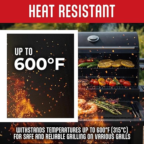 Miniatura 6 de Kaluns Alfombrillas de parrilla para parrilla al aire libre, alfombrillas antiadherentes reutilizables para parrillas de gas, carbón, parrillas