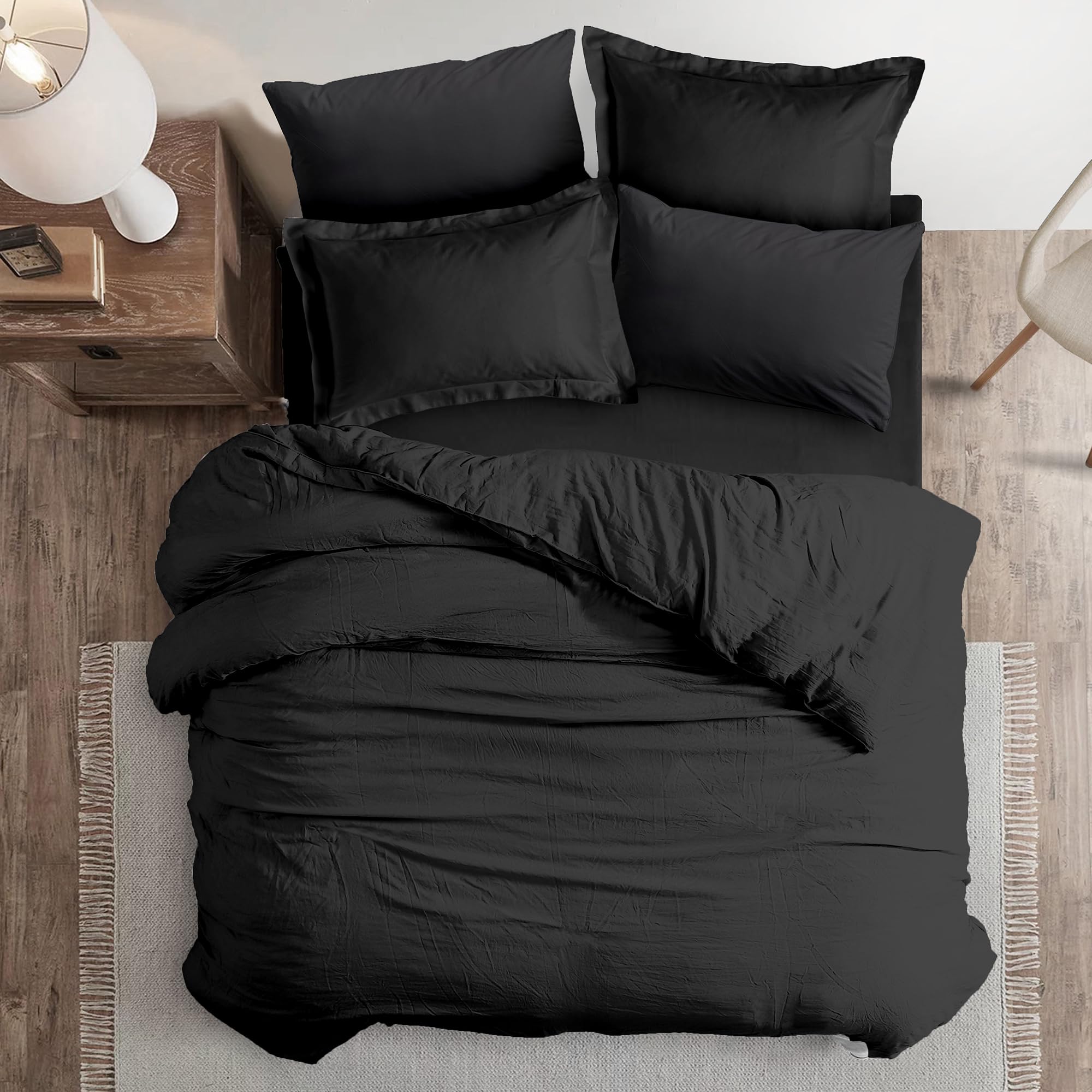 DANYDude 100% Egyptian Cotton 3PC Duvet Cover Single Set 400 Thread Count Single Duvet Cover With Deep Fitted Sheet & Pillow Case | 3PC Quilt Cover Set