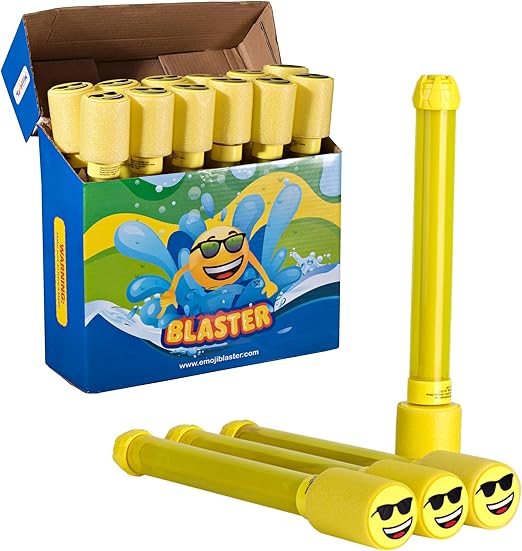 12 Pack Emoticon Blaster Water Guns-Bulk Pack Water Shooters for Summer Party Favor or Activity Fun Gun for Kids- Water Gun Bundle Pack
