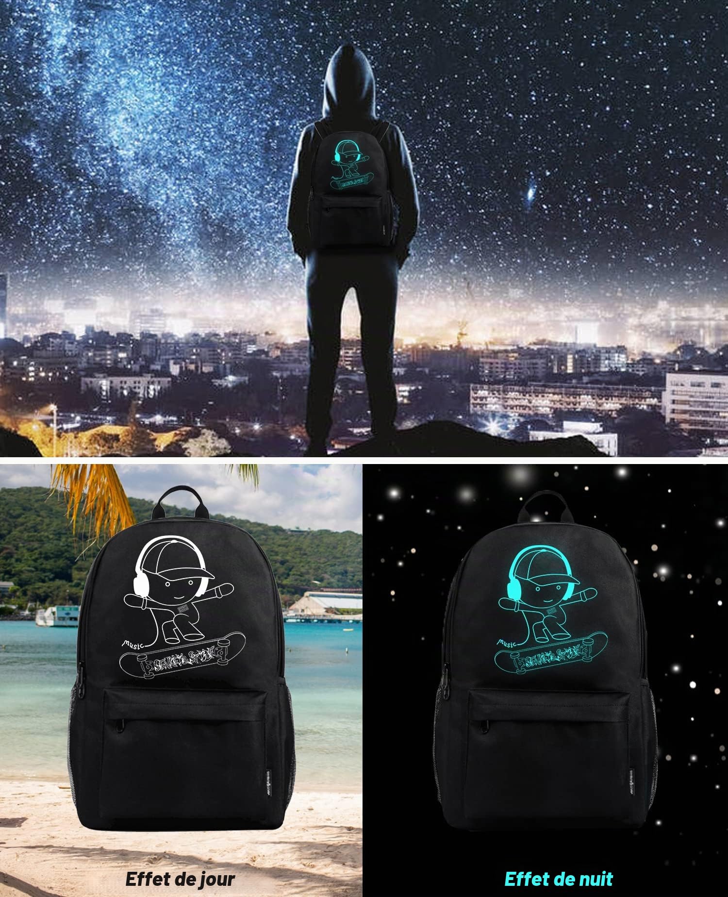 Sac à Dos Cartable Garcon Scolaire Sets de Sacs Scolaires Lumineux Port de Chargement USB Scolaire Ecole garçon Ado Sacs à Dos