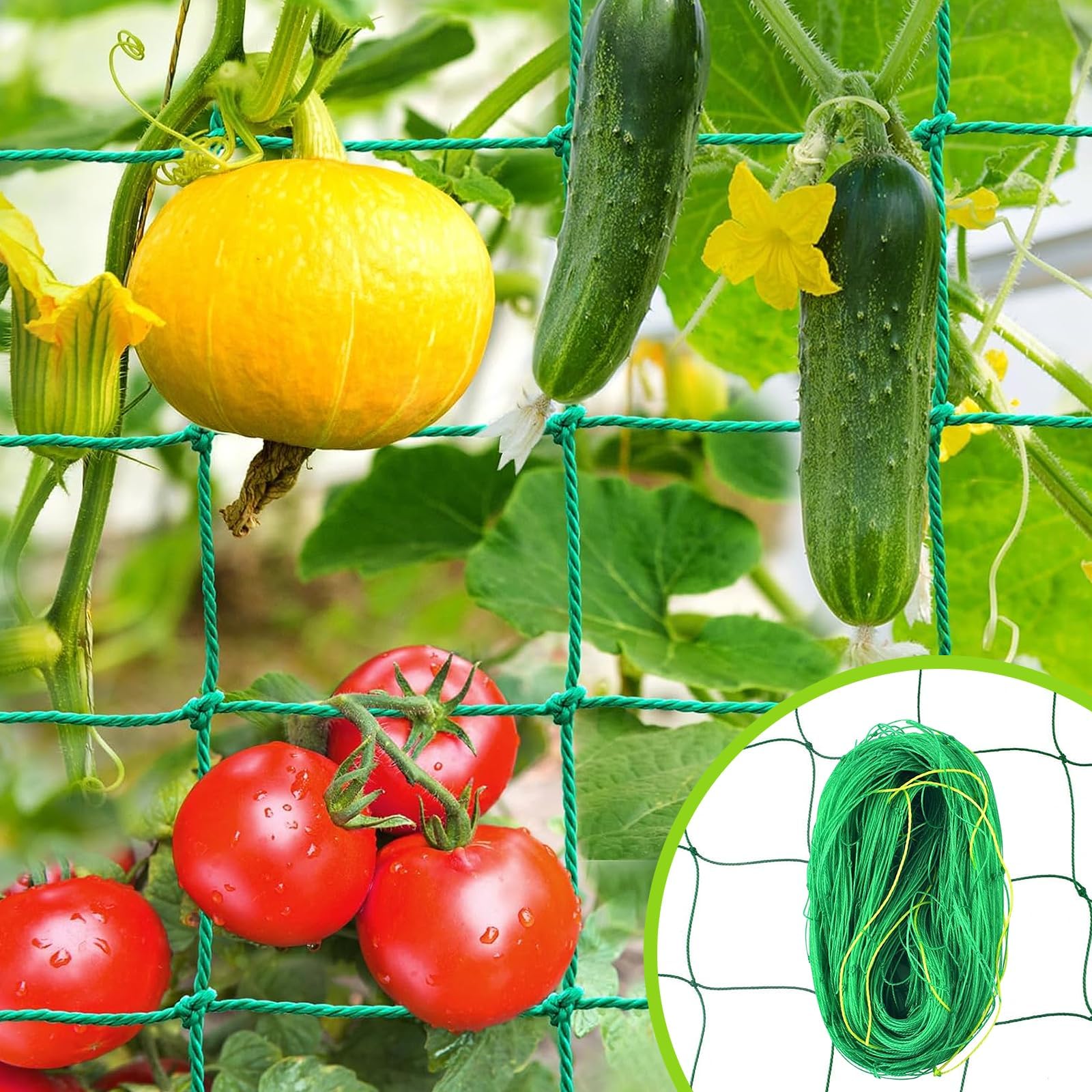 X springGarden Trellis Netting, Heavy Duty and Protect Fruit Vegetables Plants from Birds Deer Fixed, 1.8m 2.7m Climbing Vine Net for Fruits and Vegetables, Vegetable Netting for Grape, Bean, Pond