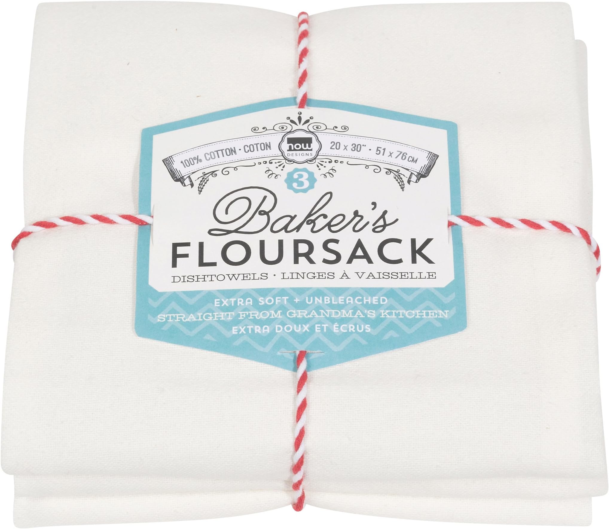 Bakers Floursacks, Set of Three, Unbleached White, Set of Three