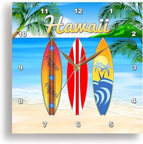 3dRose Wall Clock Silent - 13 inch - Hawaiian Retro Surfboards Beach Vacation Design. - Creative Studios - Hawaii disponible en Yaxa Costa Rica