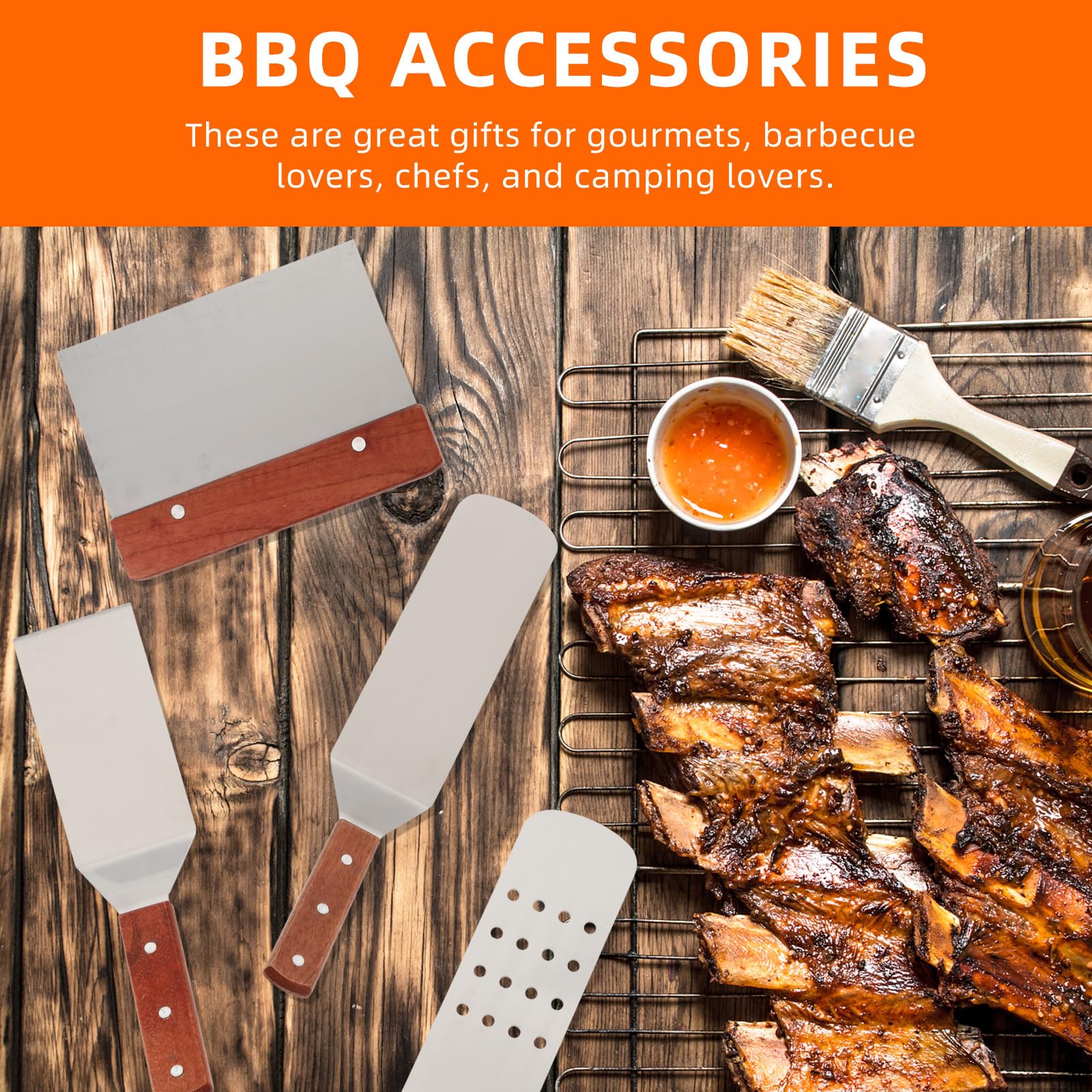 Grillbesteck für Outdoor Barbecue und Camping Einfach zu Bedienen Praktisches und Komplettes Barbecue aus Edelstahl 12 Stück für Grill Liebhaber