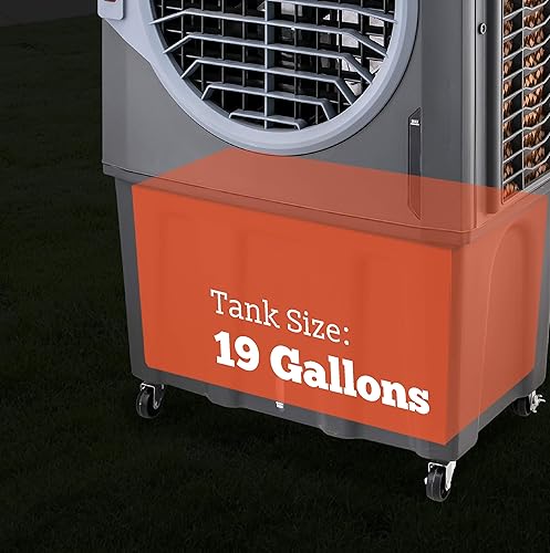 Miniatura 8 de Mason & Deck ME2MOGO, potente enfriador evaporativo portátil de baja energía para grandes espacios de trabajo, 2800 CFM, gris