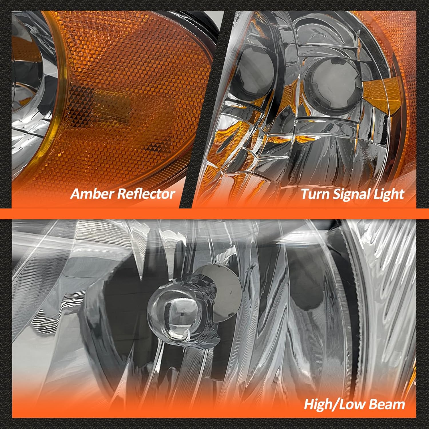 2001-2007 Dodge Caravan Headlight Assembly for 01-07 Dodge Caravan /01-03 Chrysler Voyager /01-04 Chrysler Town and Country /05-07 Town & Country (Fits Base Model ONLY) Clear Lens Chrome Housing