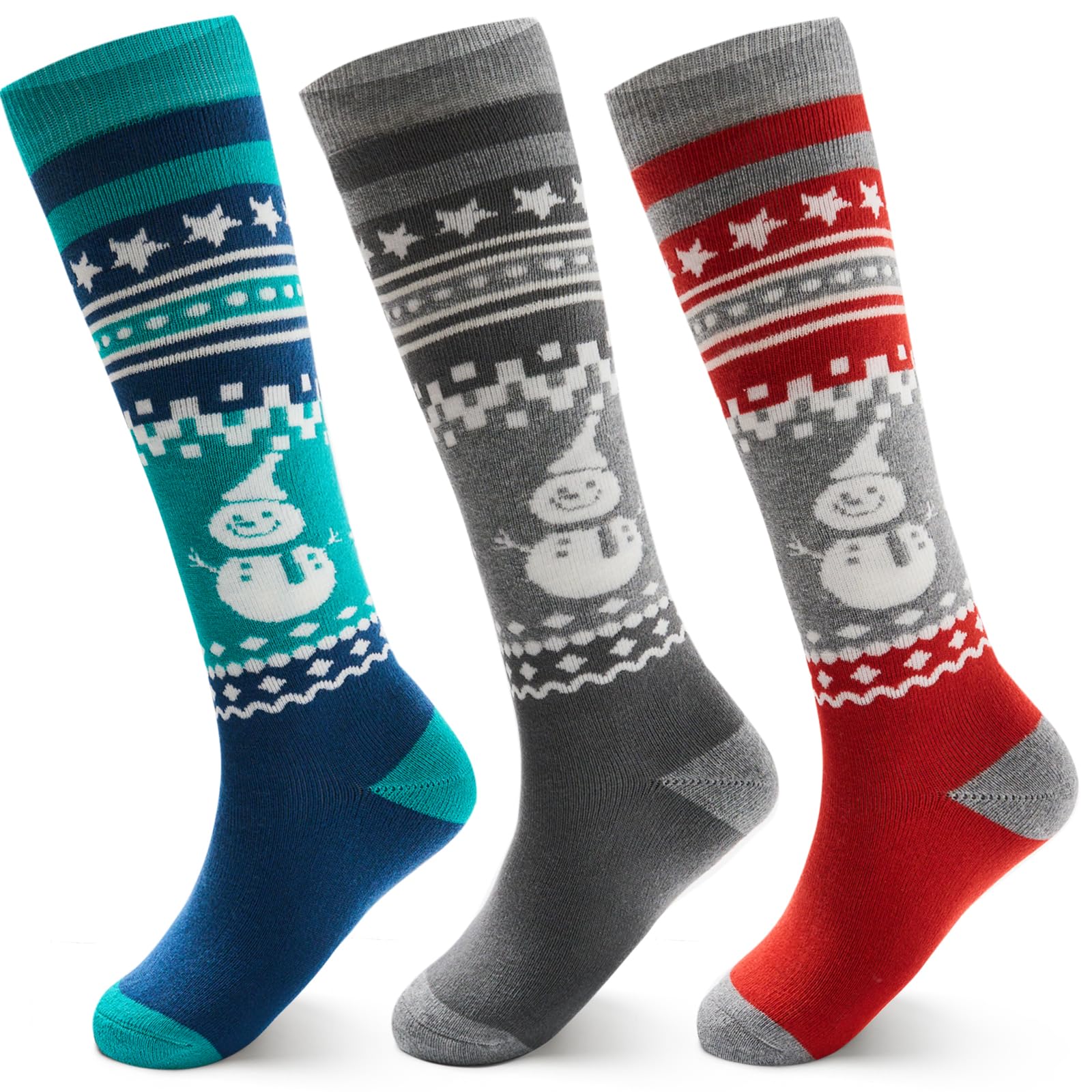 Aisyee Skisocken Kinder Wintersocken Jungen Warme Socken Dicke Baumwollsocken Lange Thermosocken für Jungen 3 Paar