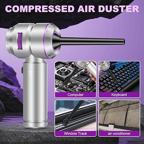 Miniatura 5 de Aspiradora portátil inalámbrica para automóvil, 18000 PA de alta potencia con motor sin escobillas, plumero de aire 4 en 1, soplador, bomba y mini