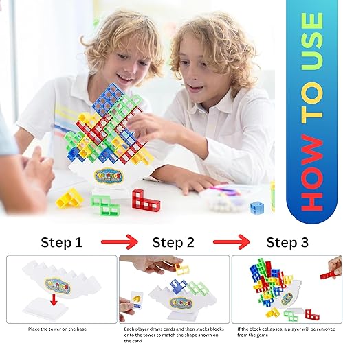 Miniatura 2 de Lalaville Tetra Tower Balance Stacking Games  Bloques de construcción de equipos  Juego de mesa para niños y adultos  Bloques de construcción