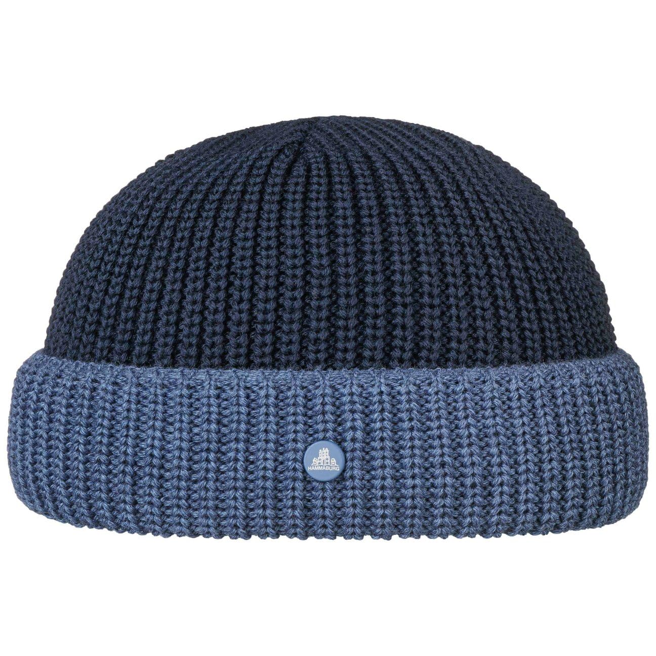 HAMMABURG Twotone Dockermütze Damen Herren Made in Italy Strickmütze Mehrfarbige Umschlagmütze Herbst Winter Wollmischung