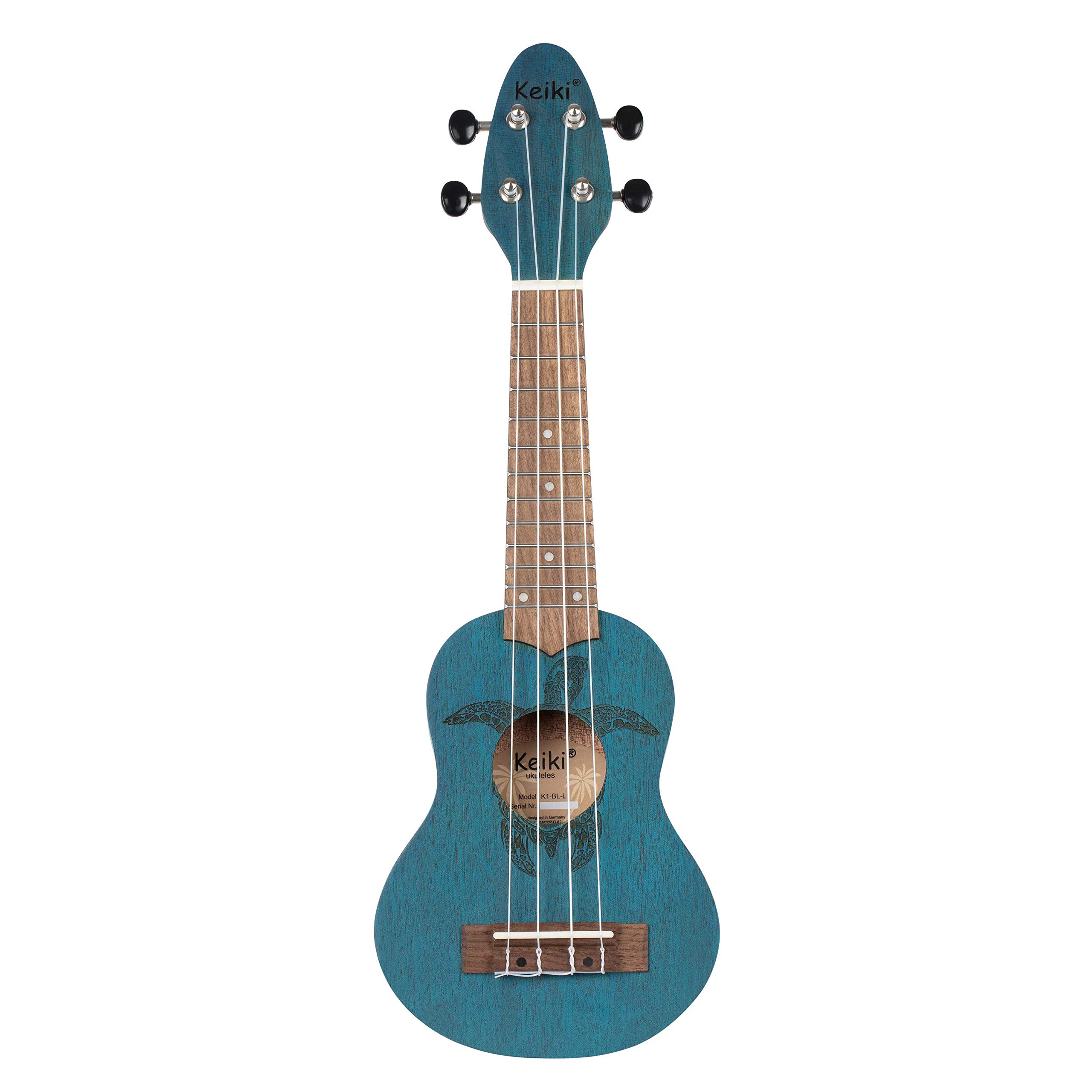 Ortega Guitars Leworęczne Ukulele Sopranino – Akustyczne – Seria Keiki K1 – Okoume, Kolor Niebieski (K1-BL-L)