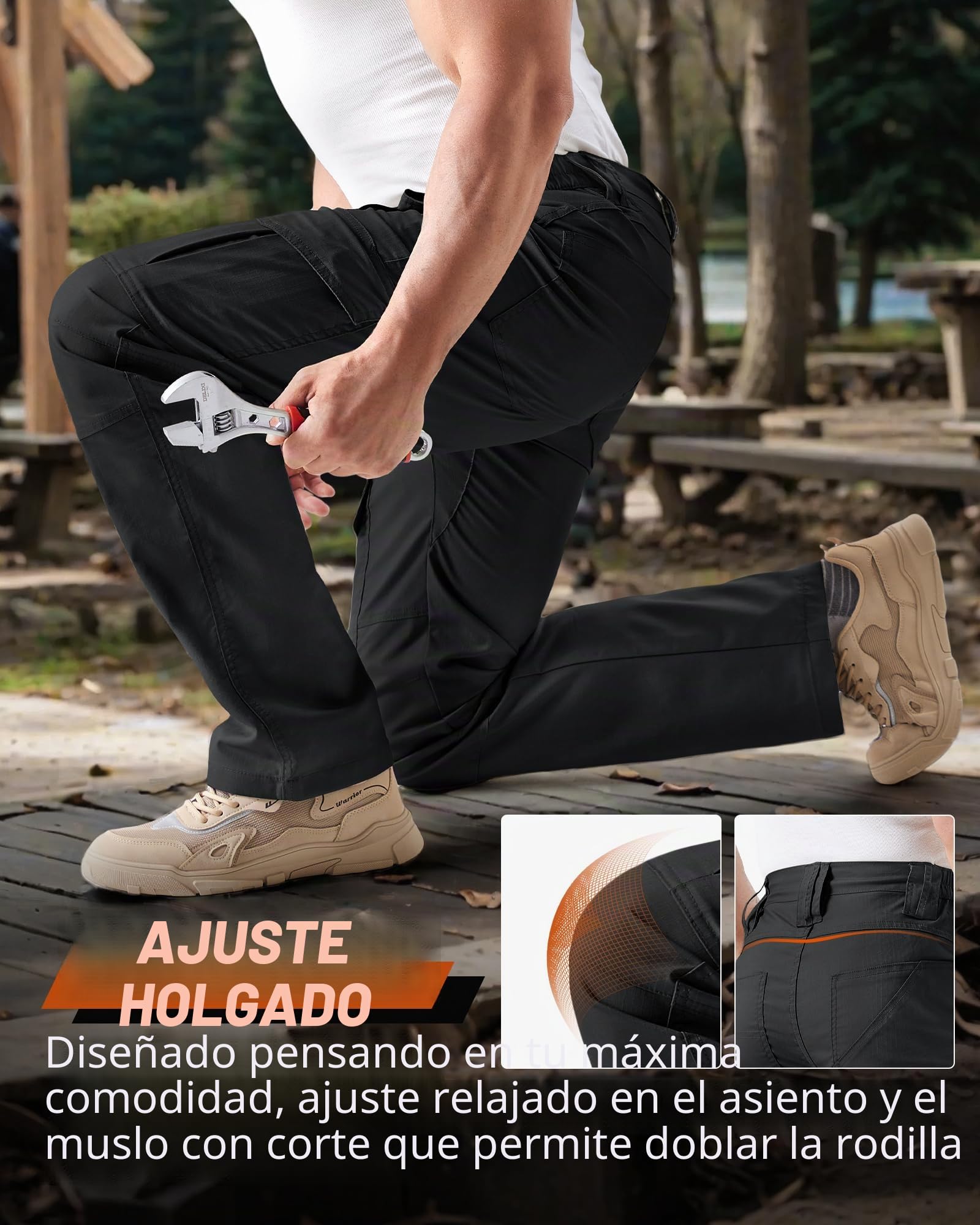 IGOLUMON Pantalones de Trabajo Hombre Pantalones Cargo Hombre Pantalon Táctico Pantalón de Construcción con Muchos Bolsillos Banda Elástica