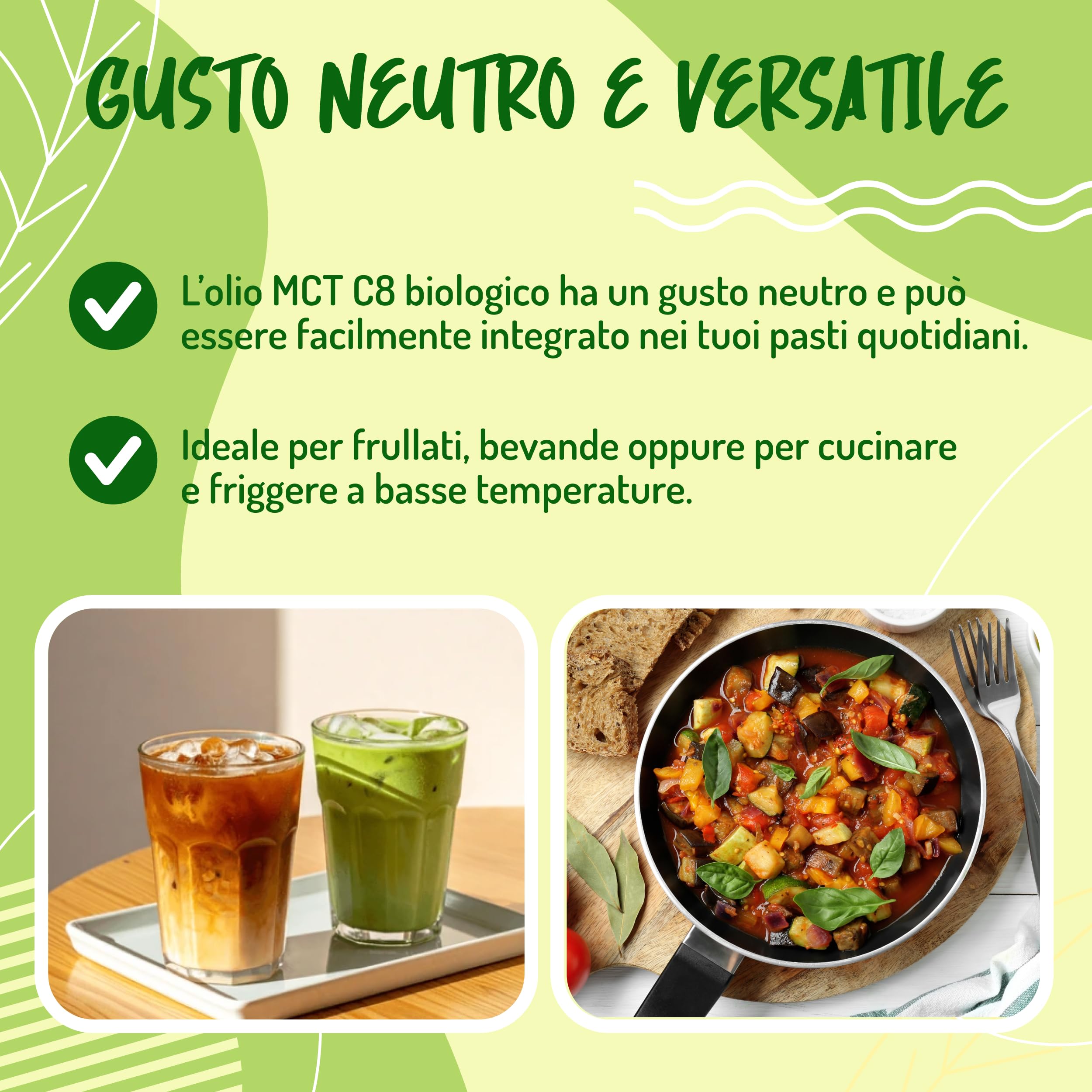CIBO CRUDO crudo biologico vegan Olio MCT C8 Puro Biologico Spremuto a Freddo - 1LT. Olio di Cocco MCT Commestibile Bio e Puro per Keto Paleo o per Sso su Corpo e Capelli. Olio Vegano e Vegetariano.