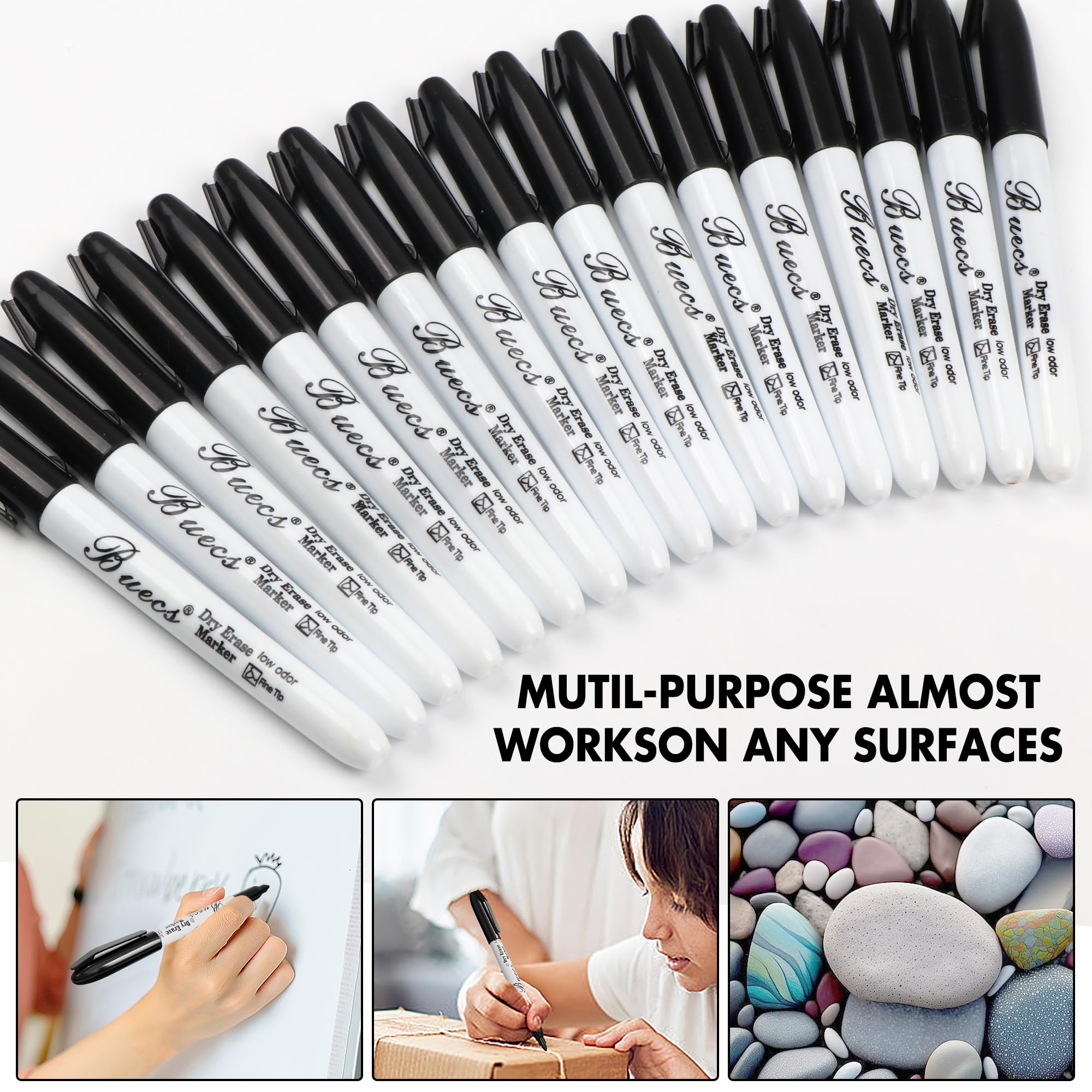 Black Dry Erase Markers Low-Odor 60 Count Fine Point Perfect for Writing on Whiteboards Dry-Erase Boards Glass School — view 6