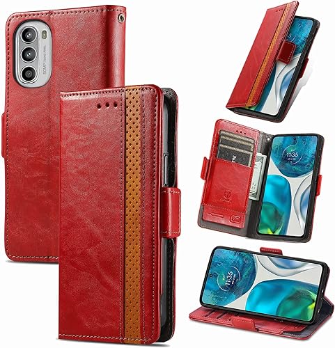 Miniatura 199 de Funda para Honor X7, Funda para Honor Play 30+ Plus Funda de piel sintética con ranuras para tarjetas Funda con soporte abatible Rojo