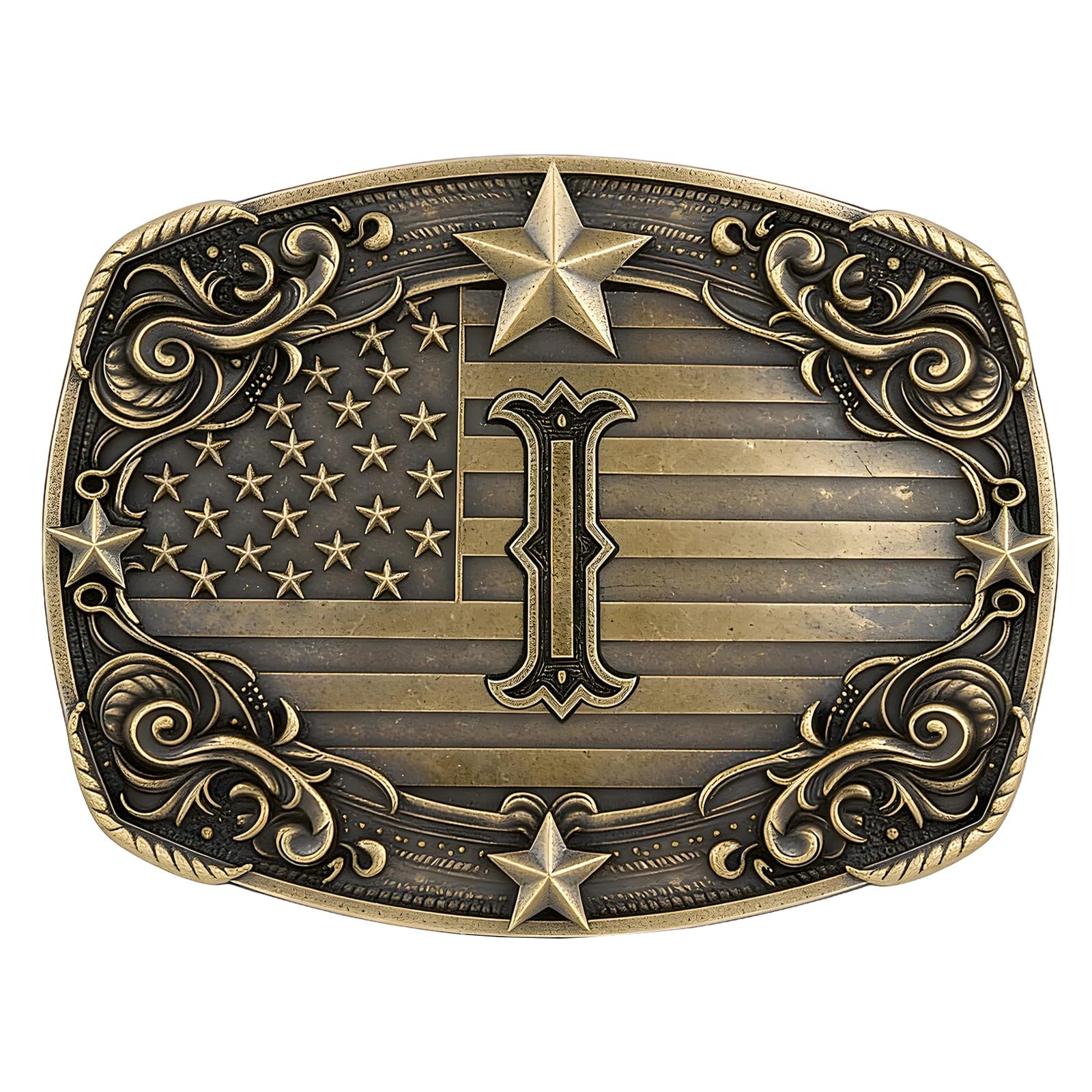 Western Cowboy Vintage Rodeo A-Z Initial Letter Belt Buckle Men