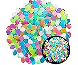 500 Pcs Colorful Luminous Cobblestones,Glowing Pebbles Stones Glow in the Dark for Garden Walkways Decoration, Aquarium Fish Tank (Multicolour)