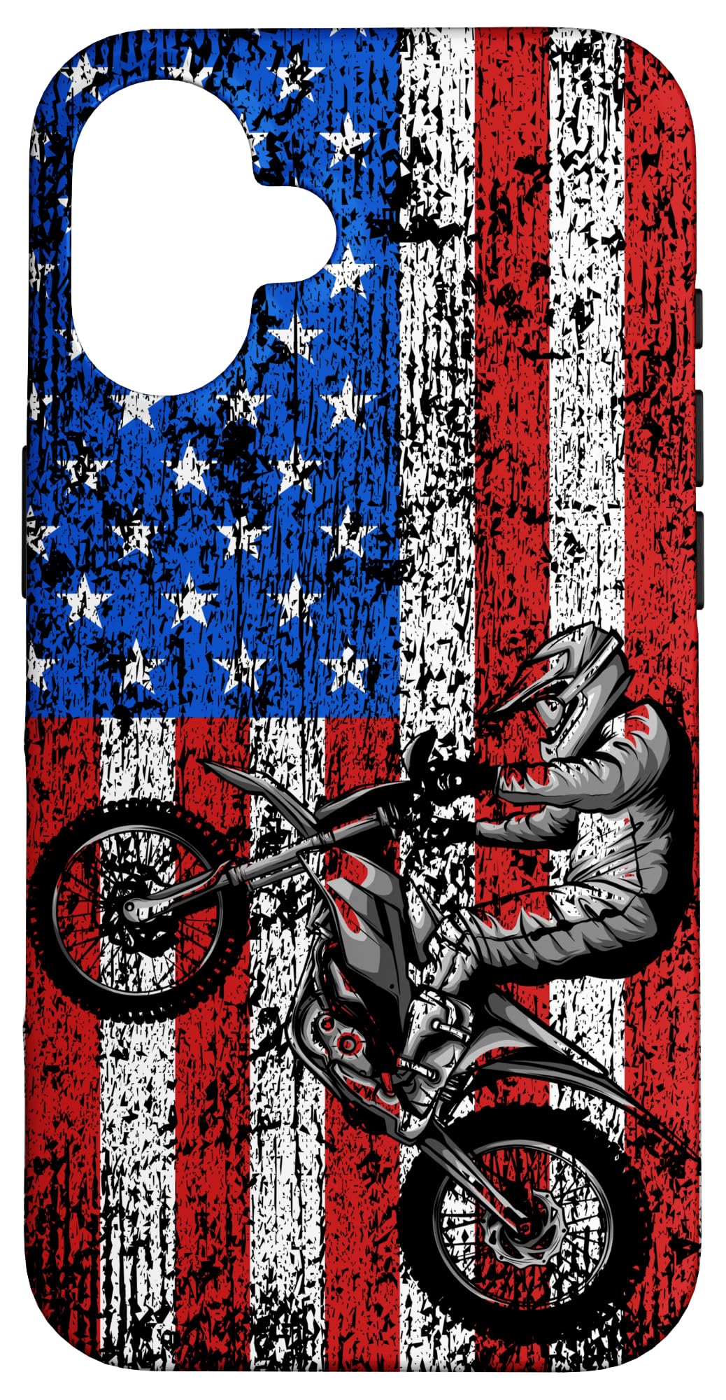Motocross Dirt Bike Vintage American Flag Case for iPhone 16