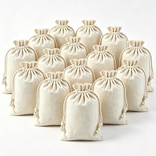 OAIJPSBY 20PCS Muslin Bags 4x6 inches, Muslin Cotton Drawstring Bags, Reusable Drawstring Pouch, Empty Gift Pouch Bag, Canvas Fabric, Perfect for Snacks Jewelry Party Favors Wrapping DIY