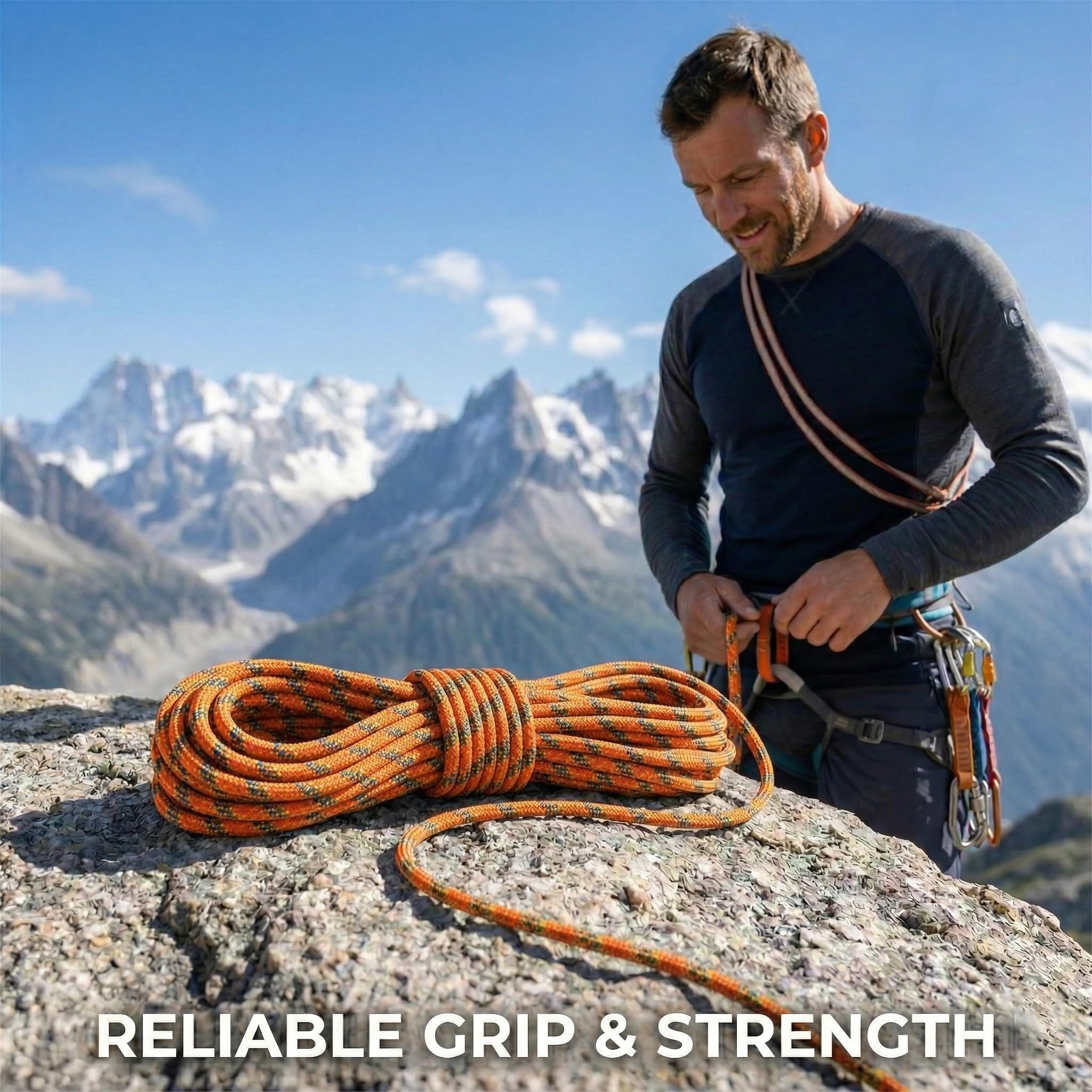 Cuerda de arborista trenzada doble, cuerda de poliéster de 1/2 pulgada x 100 pies, cuerda de escalada de alta resistencia para adultos y niños, trabajo en árboles, driza, vela (naranja)