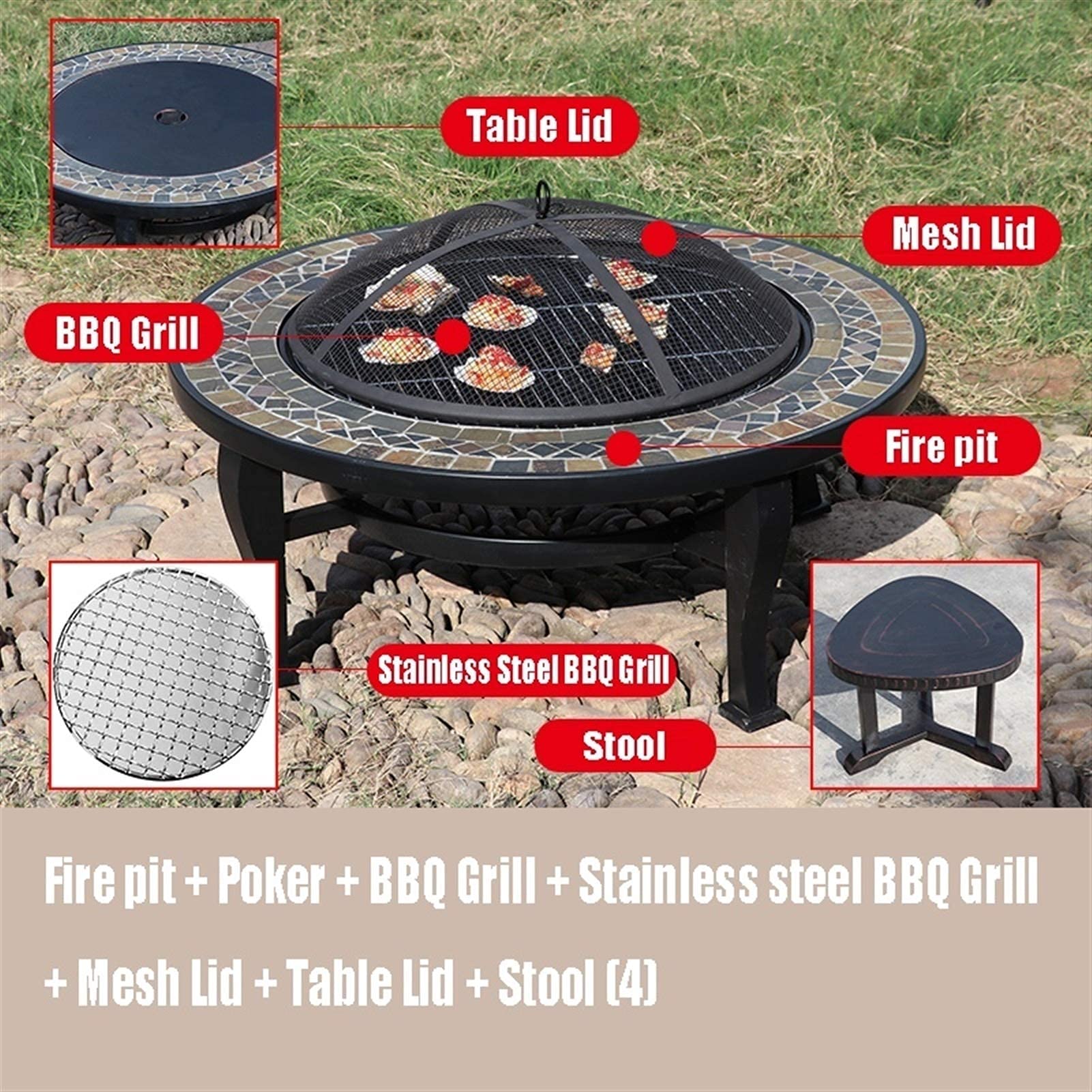 Palenisko ogrodowe 86 cm, palenisko do ogrodu, palenisko, grill, nadaje się na imprezy, kemping i piknik.