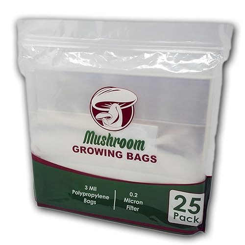 Reinforced Mushroom Grow Bags, 25 Count, Oyster Spawn and Grain