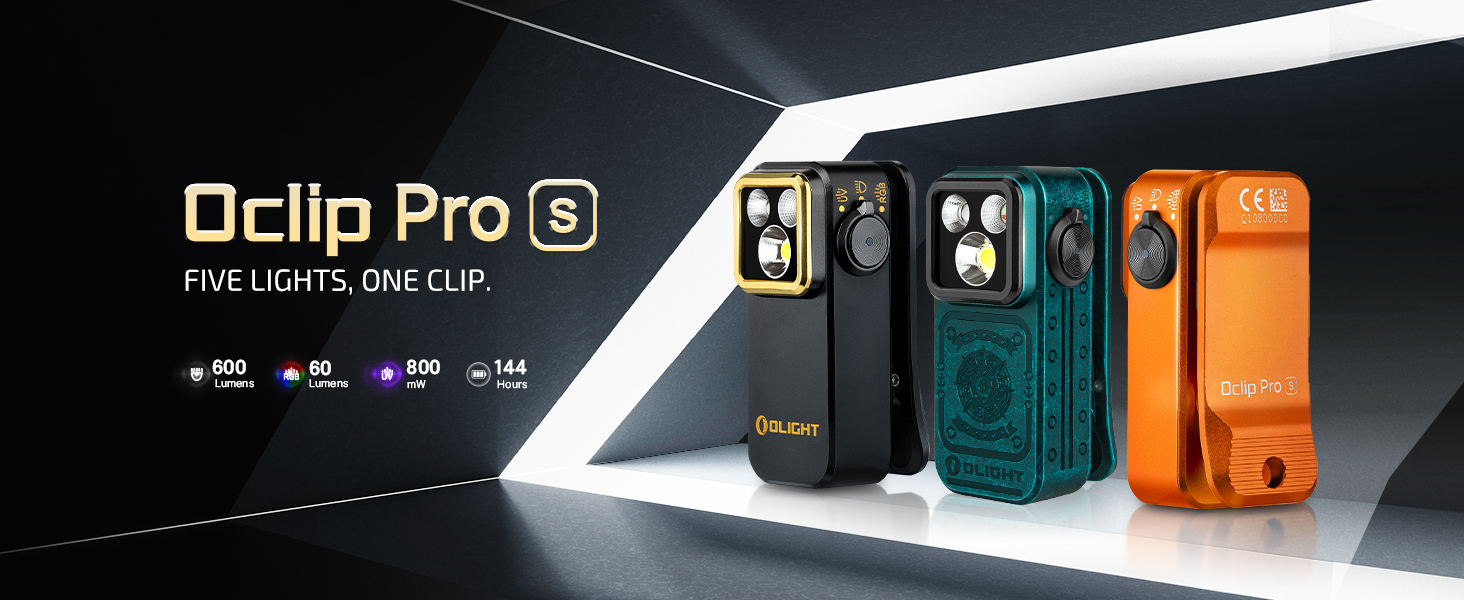 OLIGHT Oclip Pro S 600 Lumens 5 Light Sources Clip on Torch