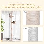 PawHut 91"-102" Cat Tree, 5-Tier Floor-to-Ceiling Cat Tower Kitty Activity Center with Scratching Post, Cozy Hammock Play Rest Post Pet Furniture for Jumping Climbing, Beige
