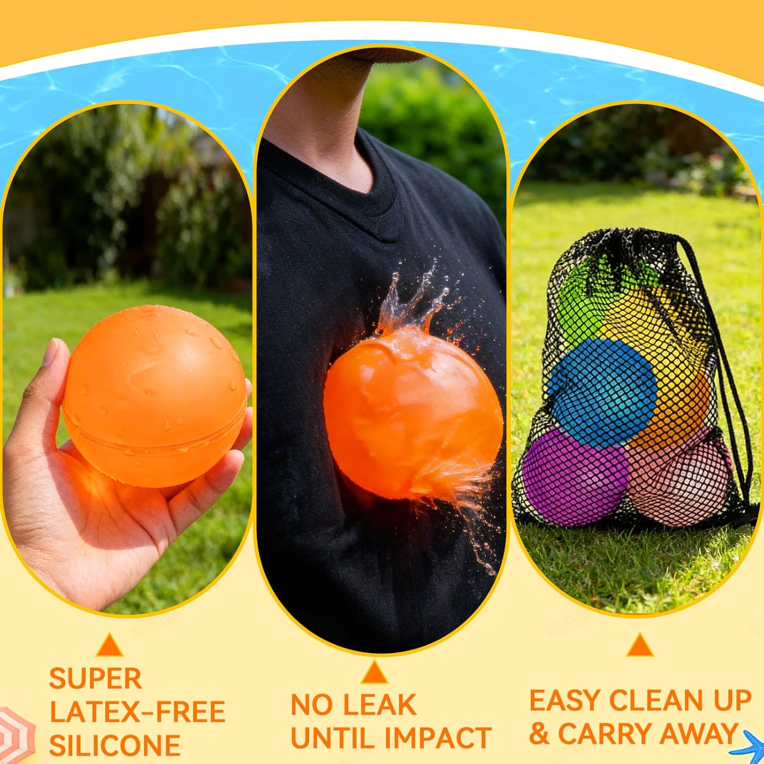 Water Balloons 12 Pcs Reusable Water Balloons Water Bomb Balloon for Kids Adults Summer Pool Beach Water Toys for Boys and Girls Outdoor Activities Water Games Toys Backyard Fun