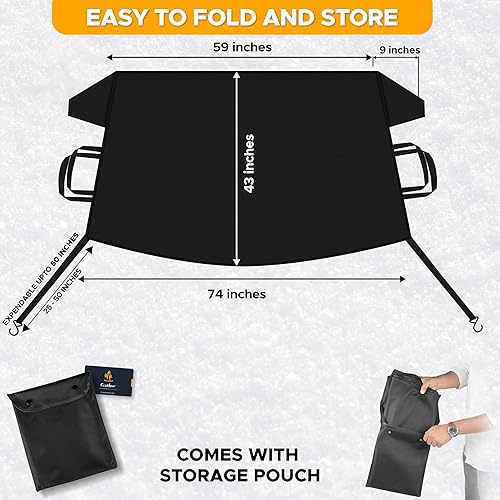 Vista 10 de EcoNour Cubierta de parabrisas para hielo y nieve Cubierta de parabrisas con correa elástica Diseño de doble correa resistente al viento