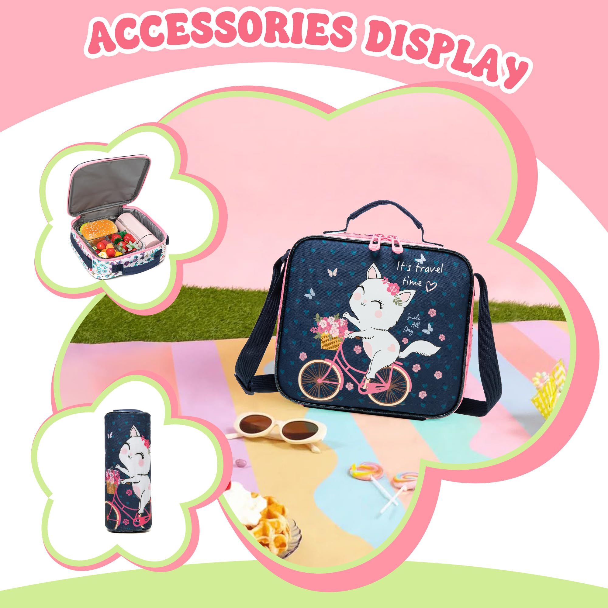 HTgroce Kinder Trolley Rucksack Schulranzen mit Rollen Mädchen schultrolleys Schulrucksack Kinderkoffer Rolling Backpack for Girls