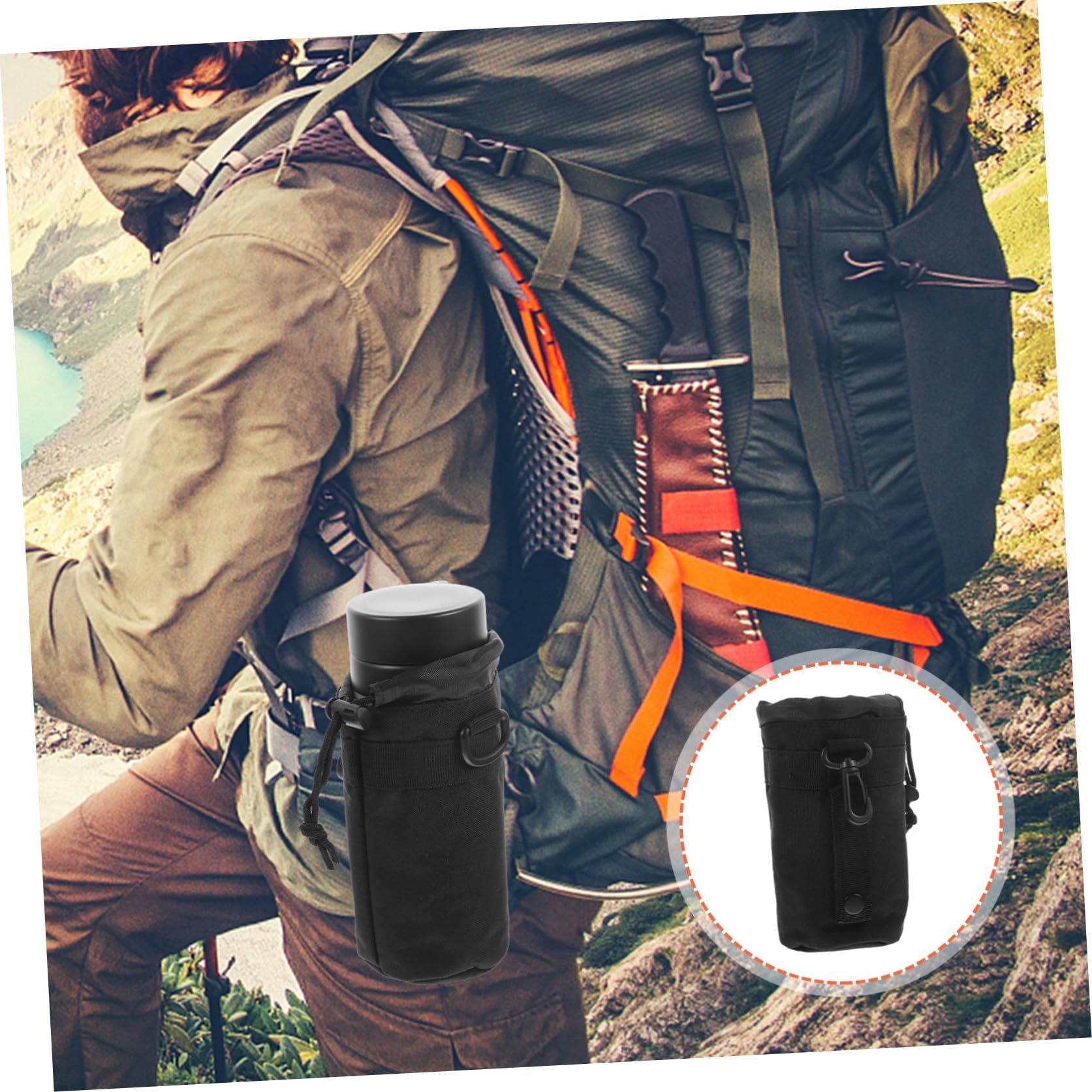 YARNOW 5 Piezas Bolsa De Botella De Agua Portátil Tapa De Botella De Agua Aislada Bolsa De Hervidor De Agua Tapa De Copa Portabotellas Para Acampar Porta Biberones Black Tela Oxford