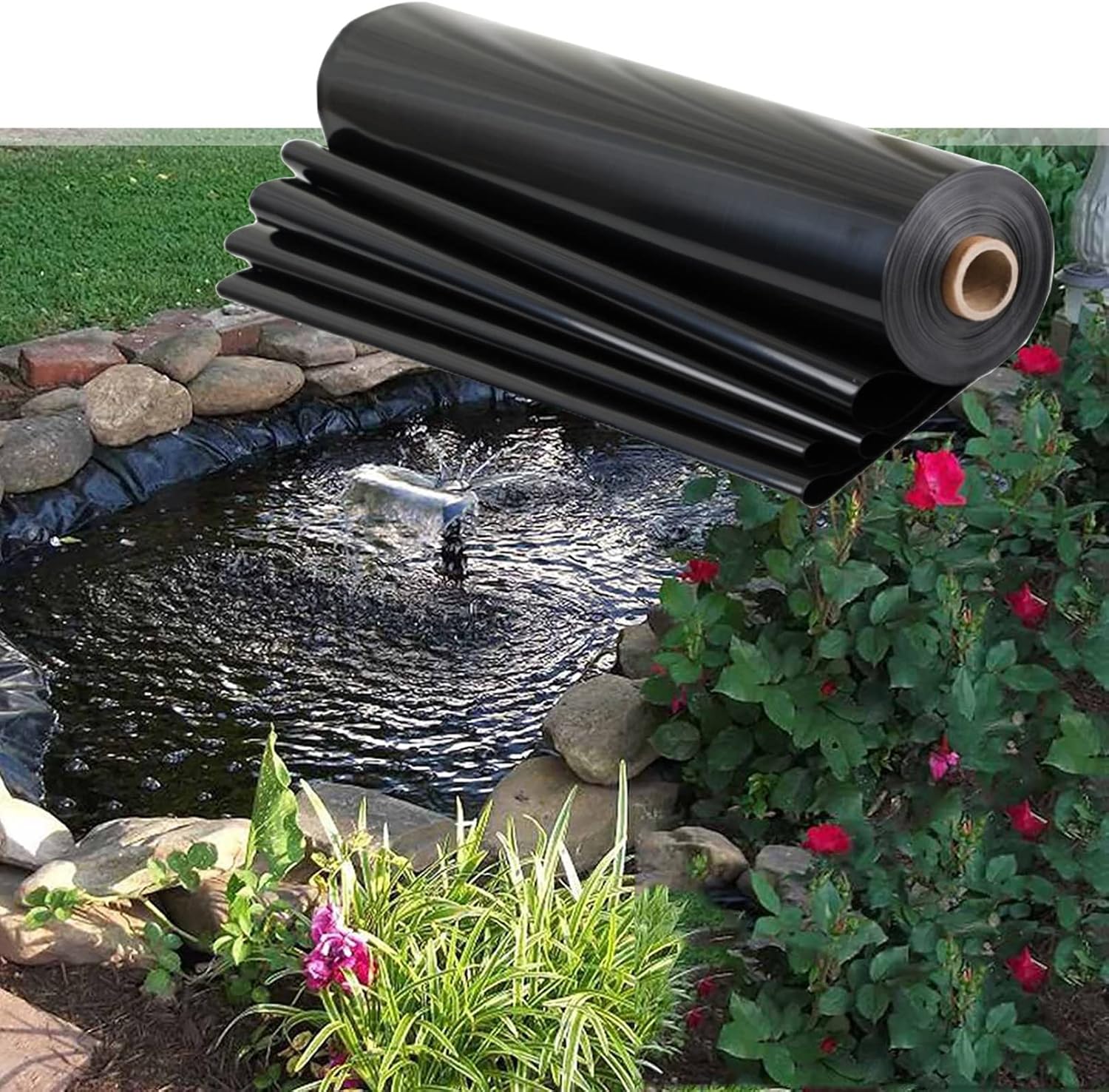Pond Liner,0.2MM Pond Skins Easy Cutting Underlayment Pond Liners, for Fish Ponds Streams Fountains and Water Gardens (Size : 6x7m/236.2x275.6in) (4x5m/157.5x196.8in)