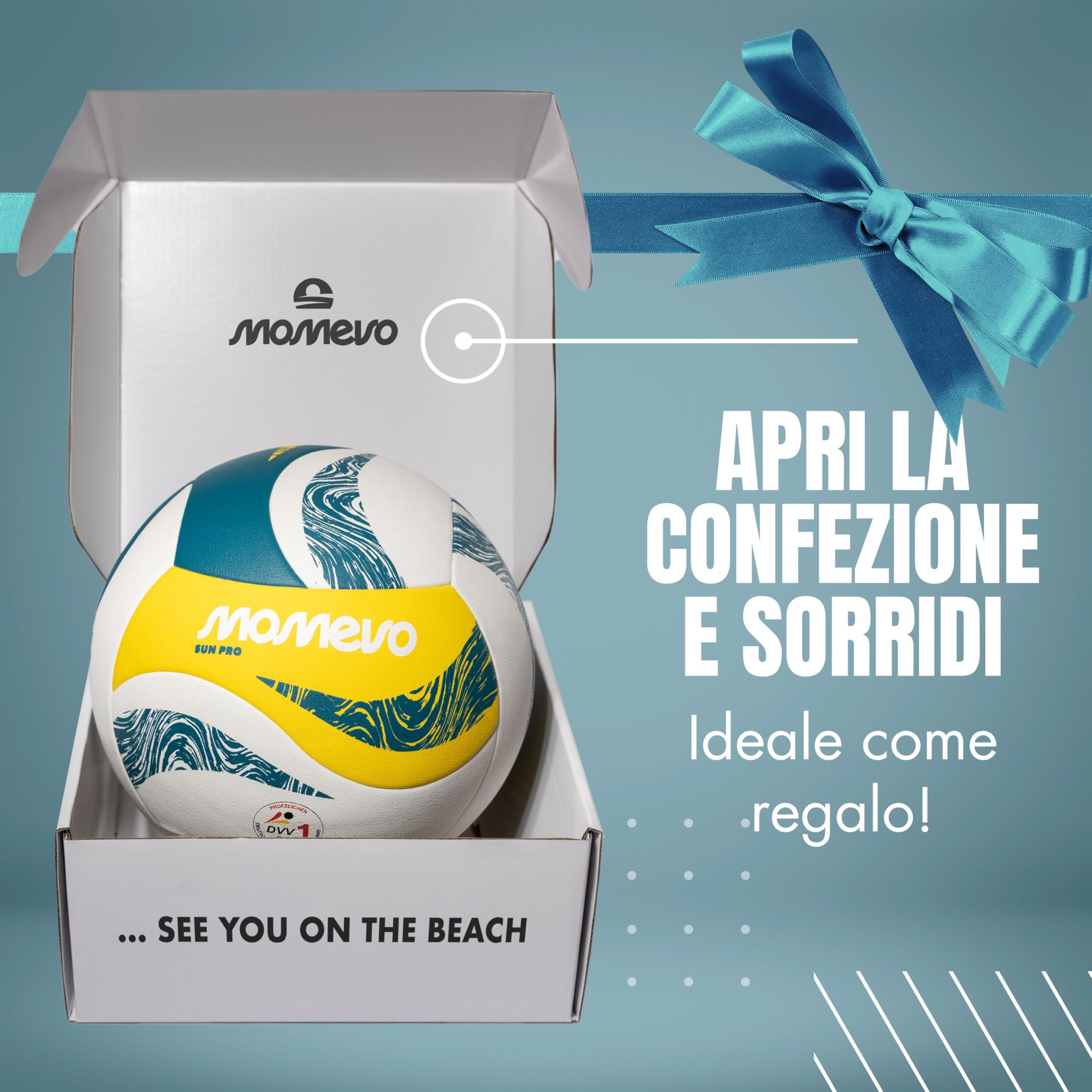 SunPro Pallone Pallavolo - Pallone Beach Volley Ufficiale, Confermato DVV, Misura 5, Superficie in Morbida Microfibra PU – per Spiaggia e Sport all’Aperto, Idea Regalo