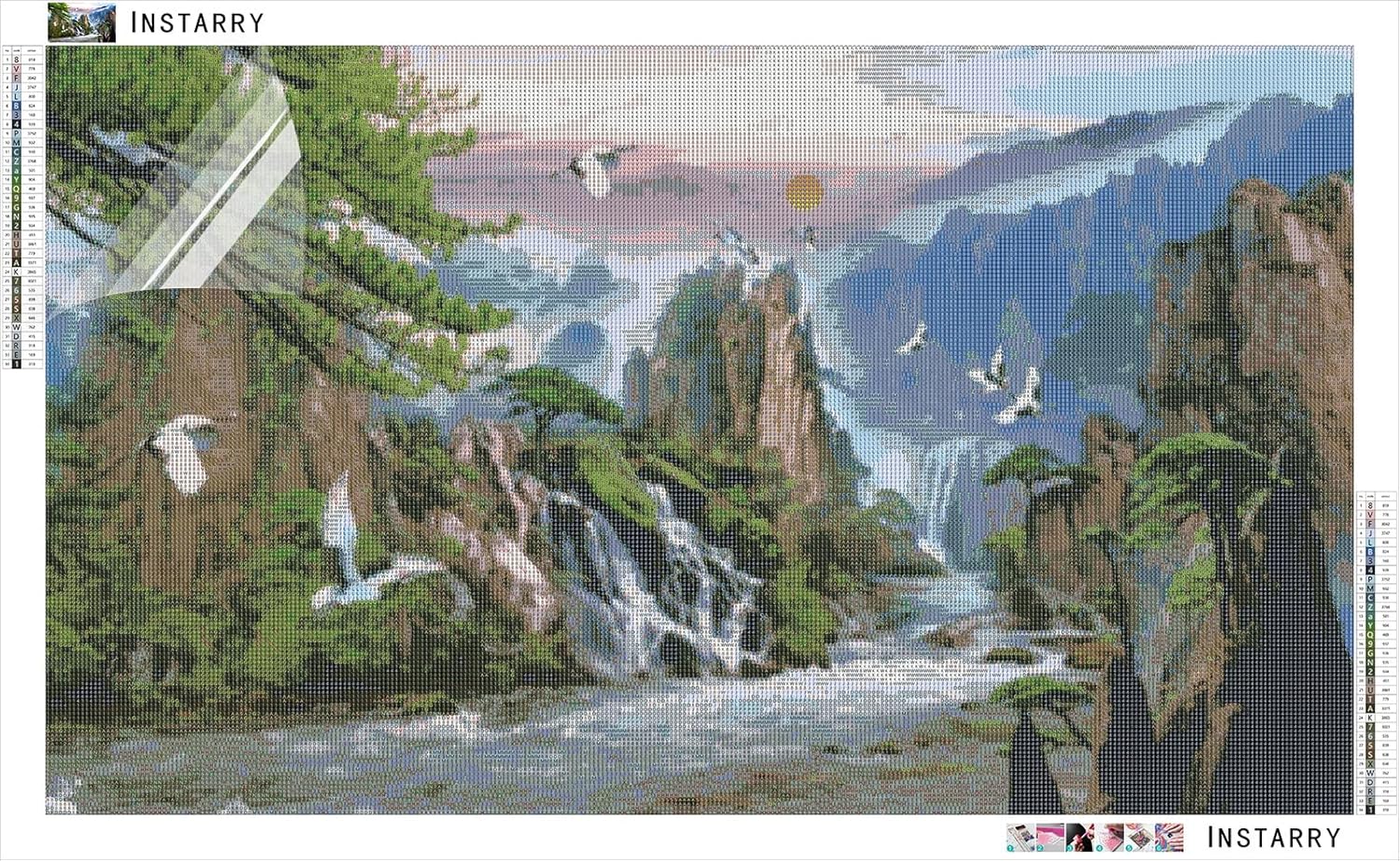 Instarry 5D Diamond Painting Kits Large Size Landscape Chinese Painting Mosaic Crystal Embroidery Home Decor Arts and Crafts 39.4x15.7 inch