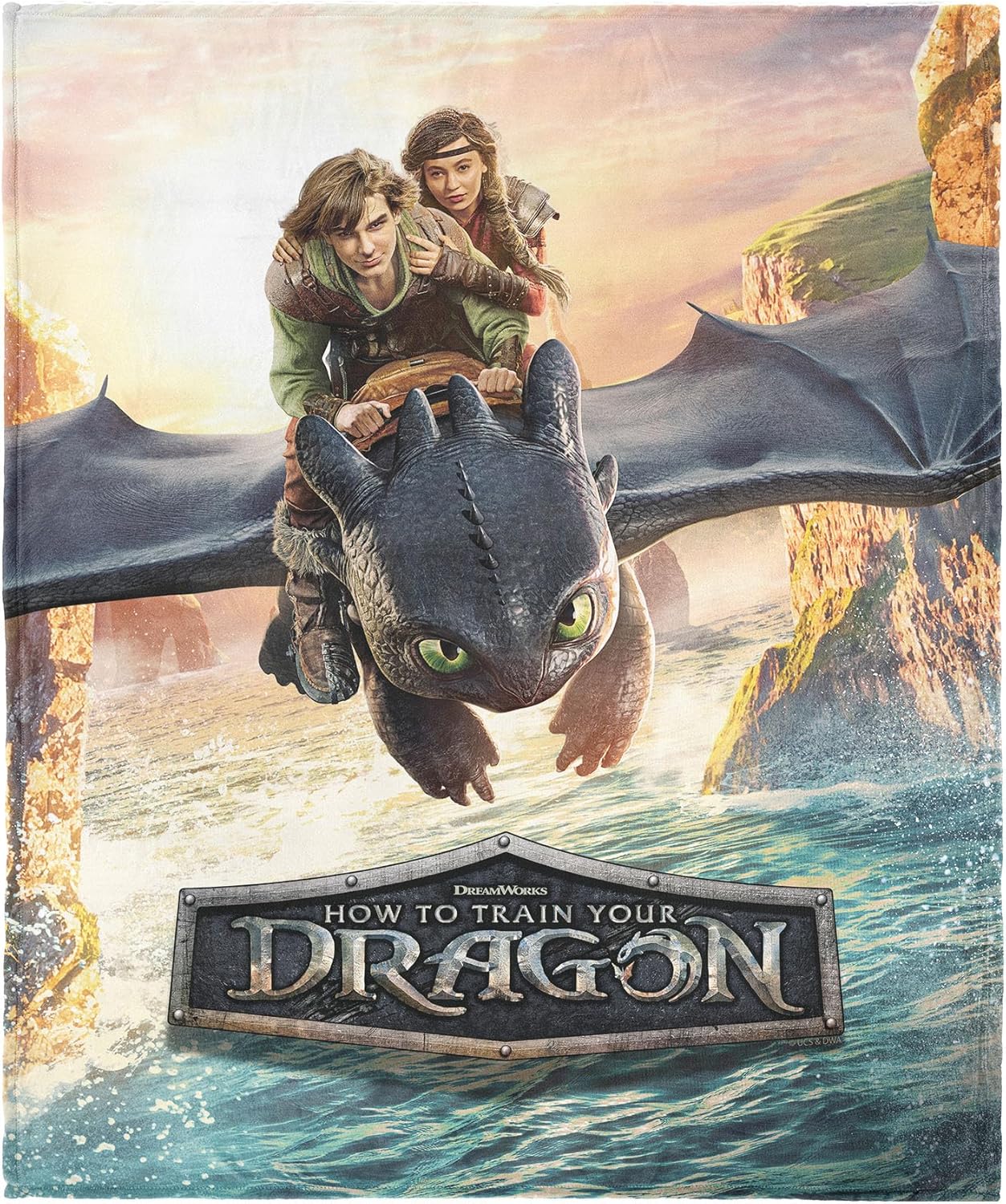 Universal How to Train Your Dragon: Live Action Flight Above The Sea Silk Touch Throw Blanket, Ultra-Soft Cozy Throws, Home Décor for Living Room & Bedroom, 60x80 inches
