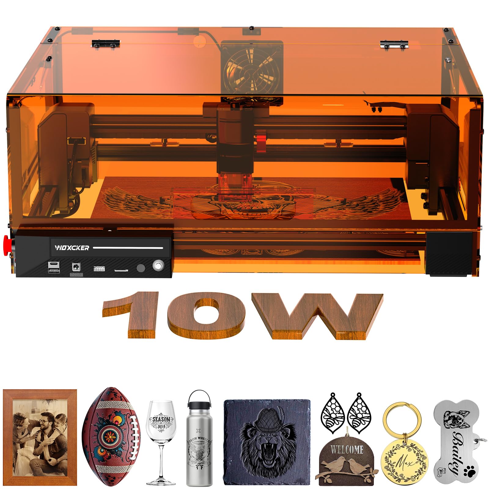 Laser Cutter and Engraver Machine, Woxcker L2 MAX 10W Enclosure Laser Engraving Machine, 300x300mm Bed Size CNC Engraving Machine 0.01mm High Precision Engraver for Wood Stainless Steel Glass Metal