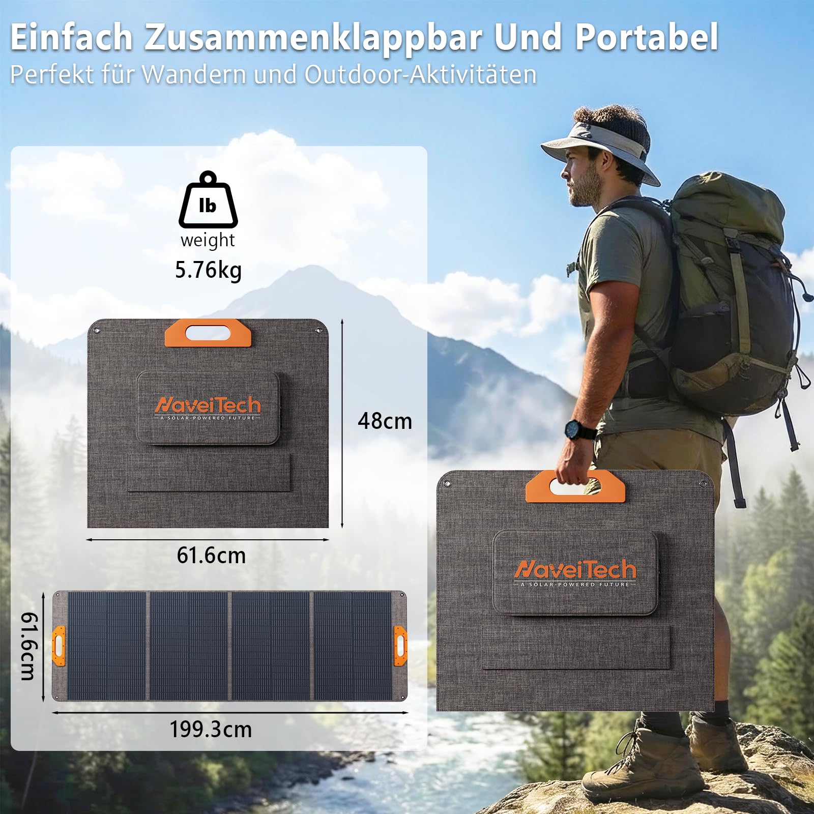 200W Faltbares Solarmodul, Monokristall Silizium Solarmodul, geeignet für Powerbanks, Solaranlagen, Solarladegeräte mit Multi-Contact-4-Anschluss, geeignet für Outdoor, Camping, Garten und Wohnmobile