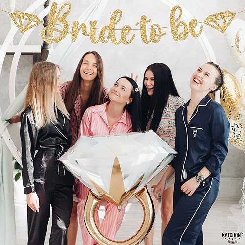 Miniatura 9 de KatchOn Gold Glitter Bride To Be Banner - 10 Feet, Pre-Strung, No DIY  Gold Bride Banner, Ring Cutout  Bachelorette Party Decorations  Bridal Shower