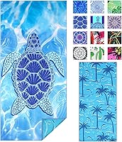 Vista 22 de Paquete de 2 toallas de playa finas de microfibra, ligeras, de 71 x 32 pulgadas, extra grandes, sin arena, de secado rápido, para viajes, piscina